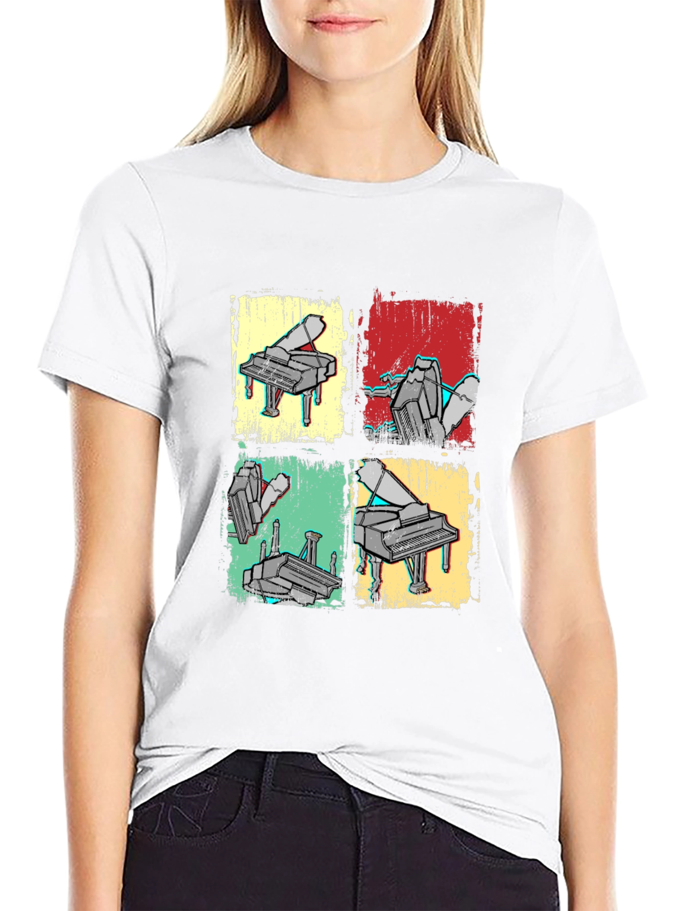 Retro Piano Art T-Shirt - Musical Graphic Tee