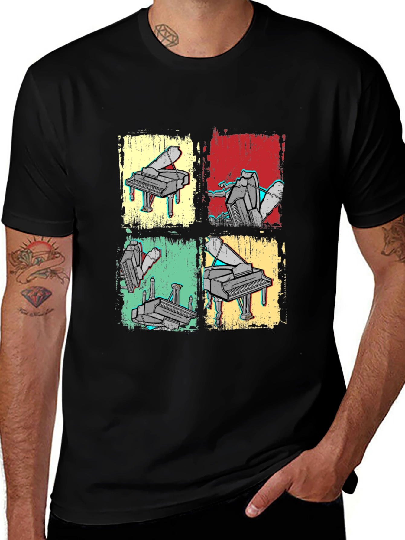 Retro Piano Art T-Shirt - Musical Graphic Tee