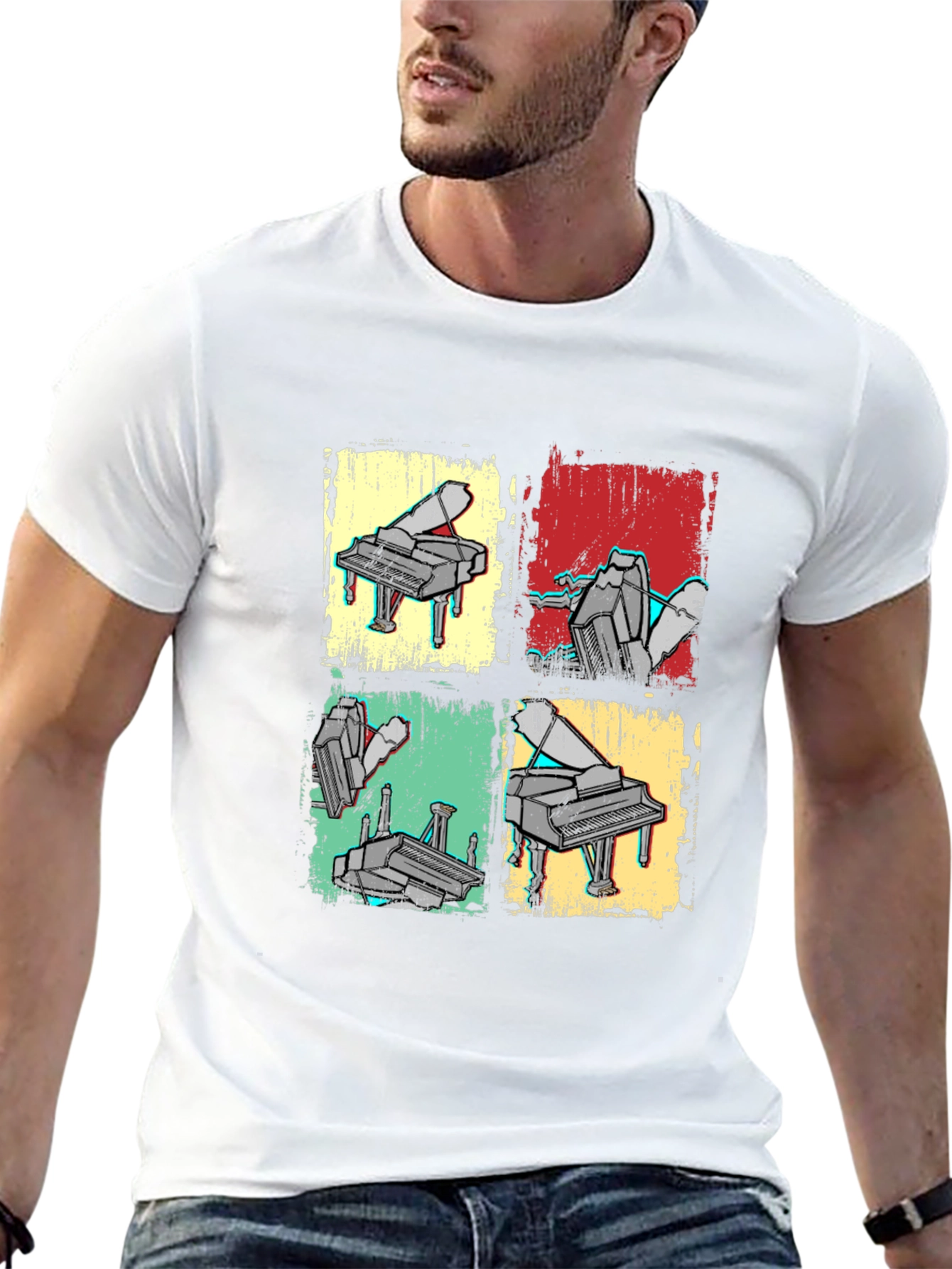 Retro Piano Art T-Shirt - Musical Graphic Tee