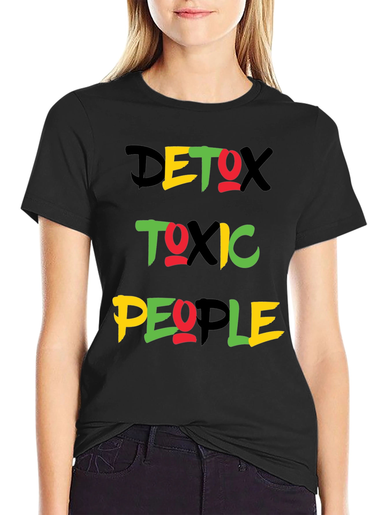 Detox Toxic People Graphic Tee - Black Crew Neck