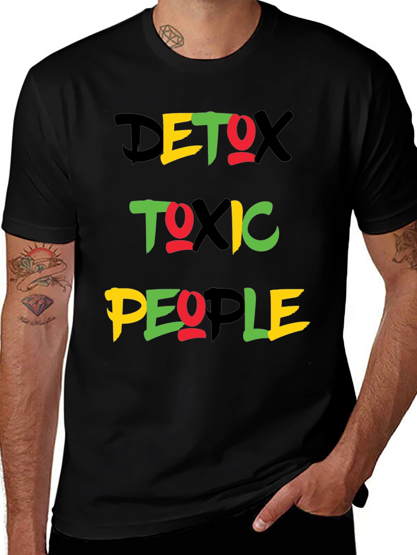 Detox Toxic People Graphic Tee - Black Crew Neck
