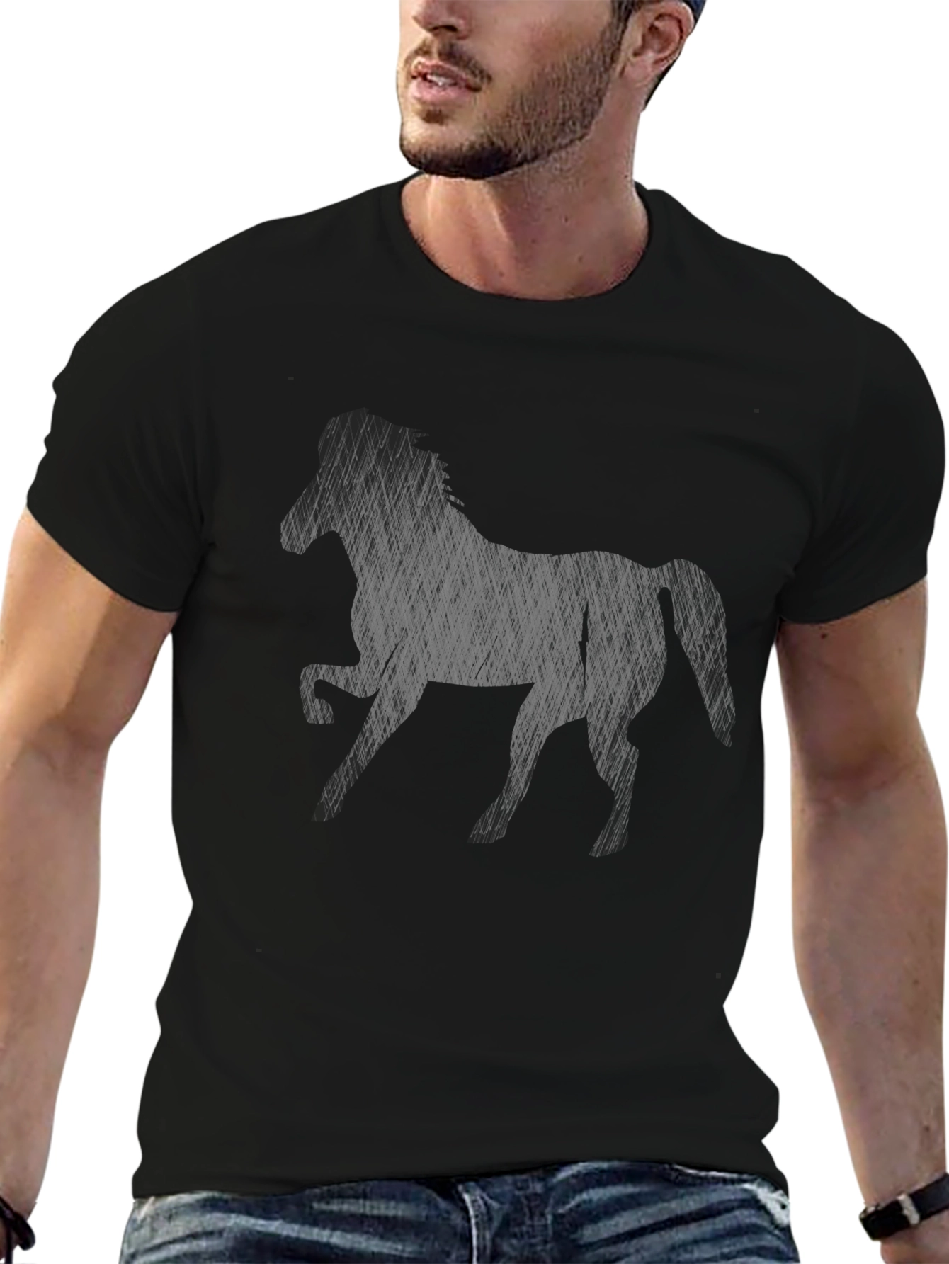 Black Horse Graphic T-Shirt - Unisex Casual Tee
