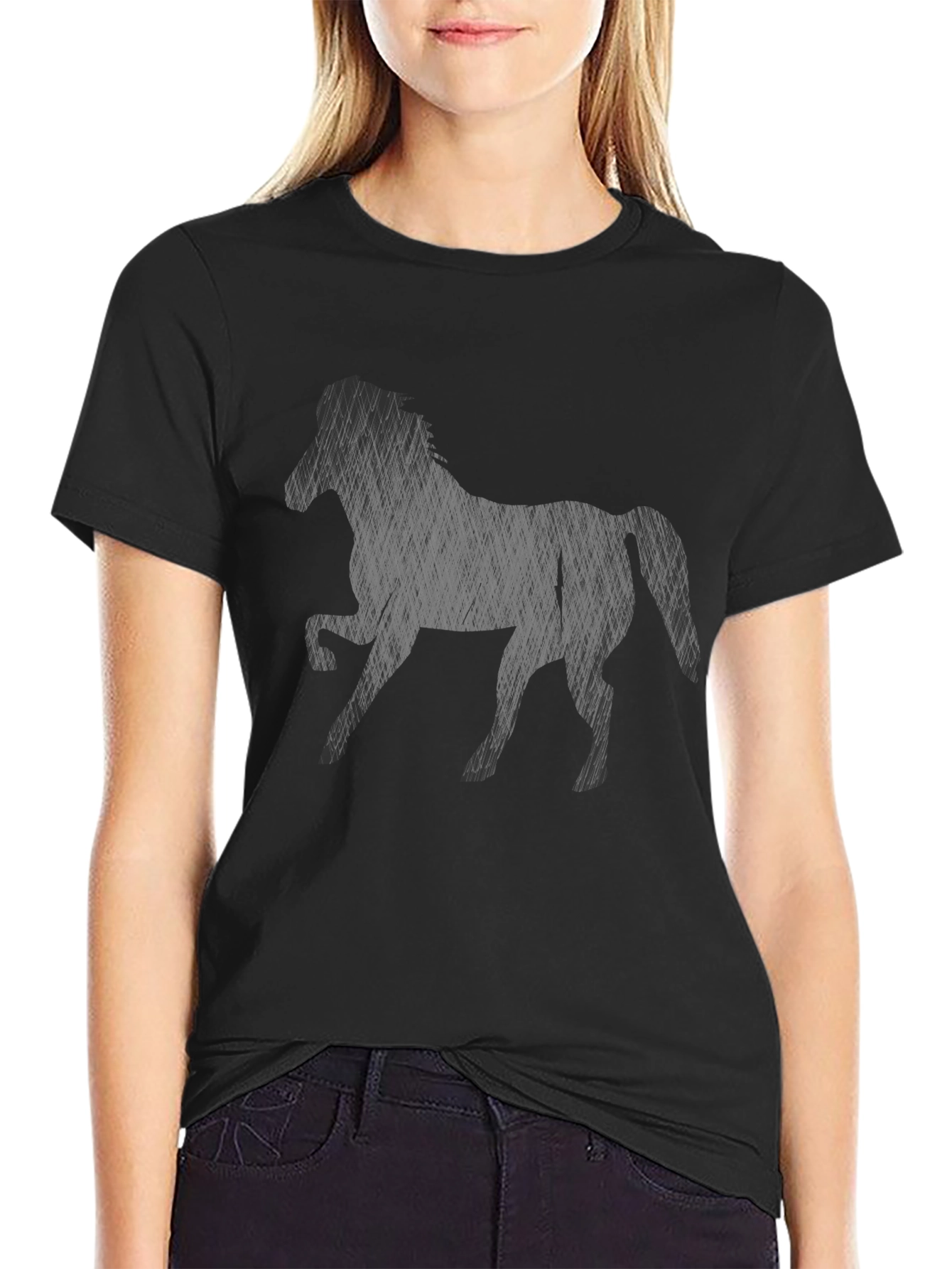 Black Horse Graphic T-Shirt - Unisex Casual Tee