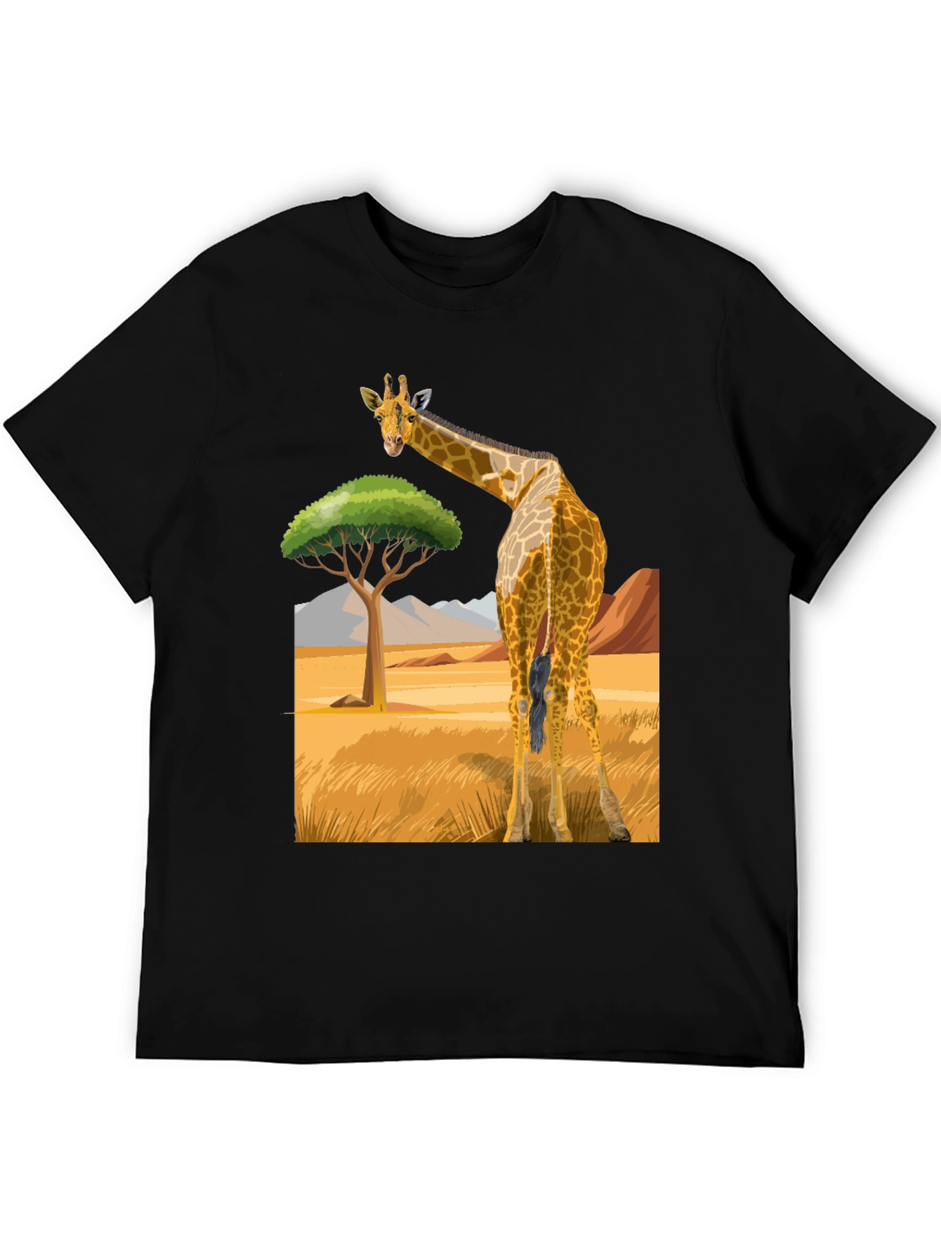 Giraffe Graphic Tee - Black Cotton Blend