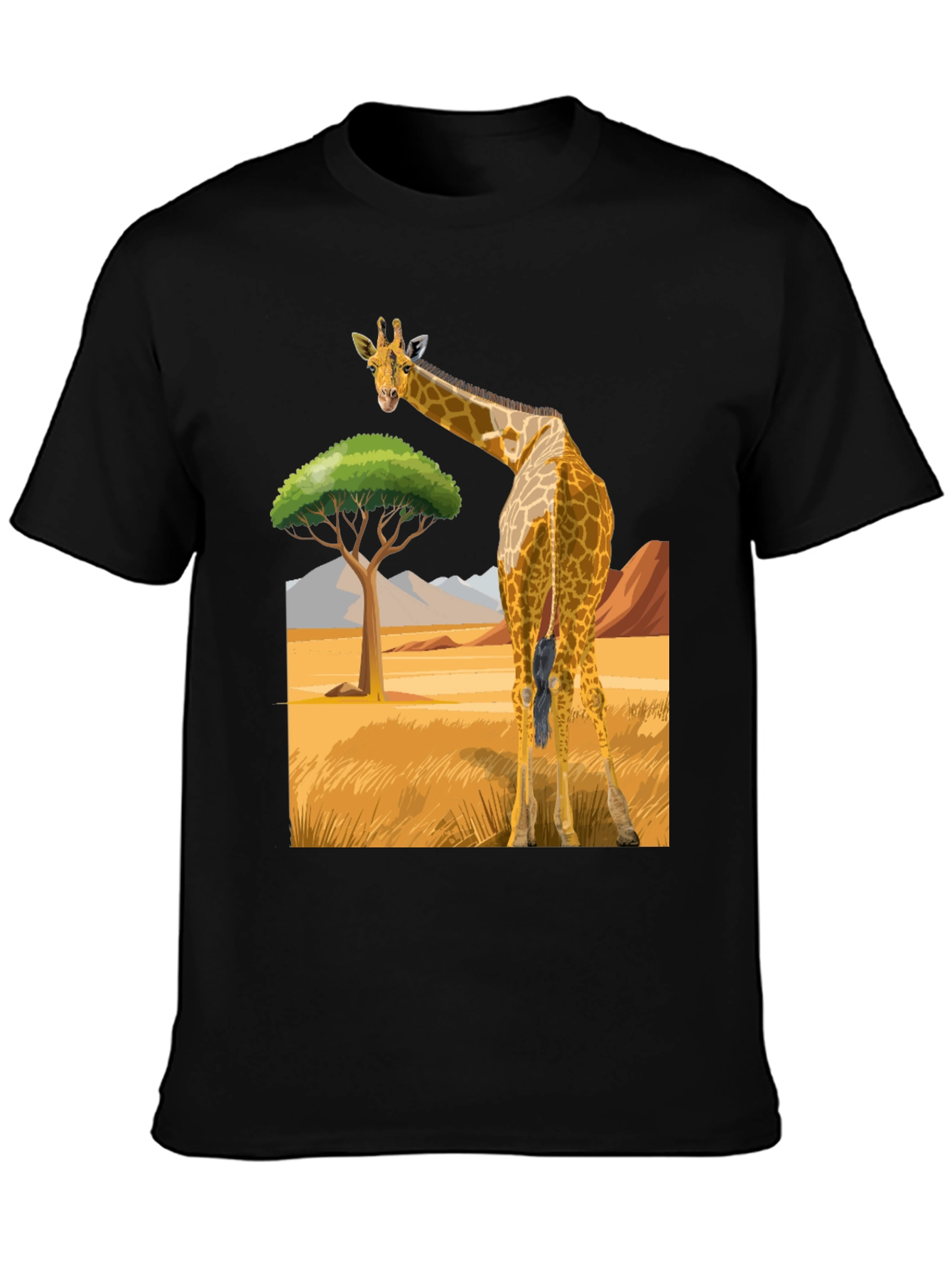 Giraffe Graphic Tee - Black Cotton Blend