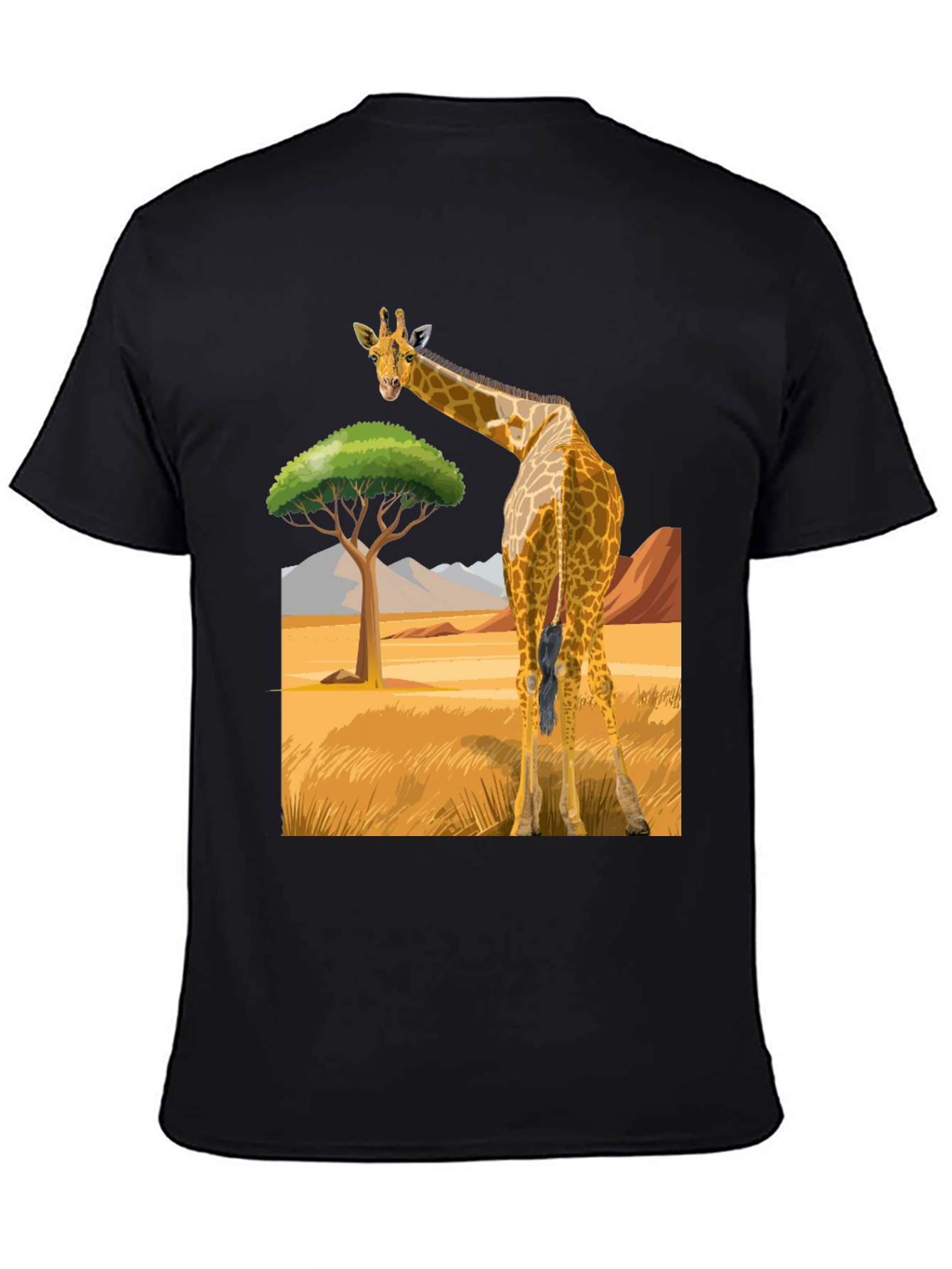 Giraffe Graphic Tee - Black Cotton Blend