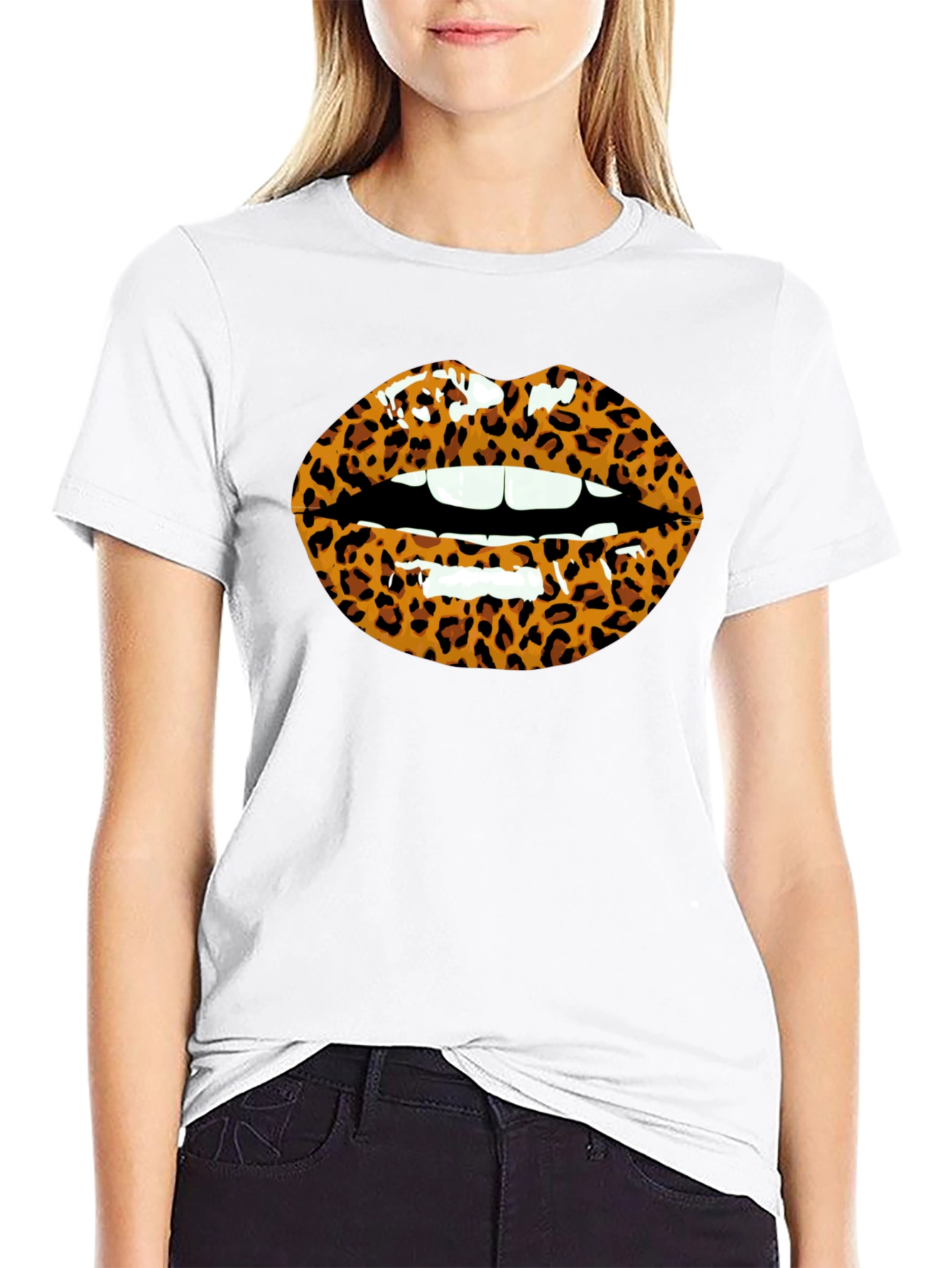 Leopard Print Lips Graphic T-Shirt - Unisex
