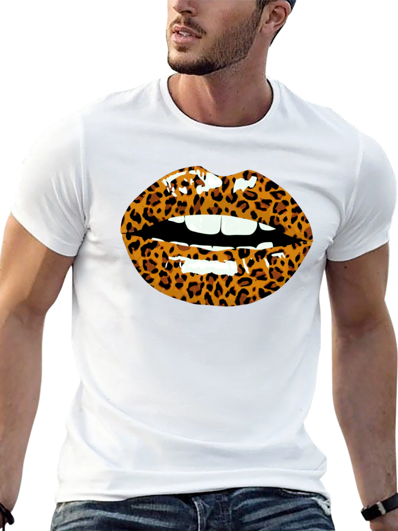 Leopard Print Lips Graphic T-Shirt - Unisex