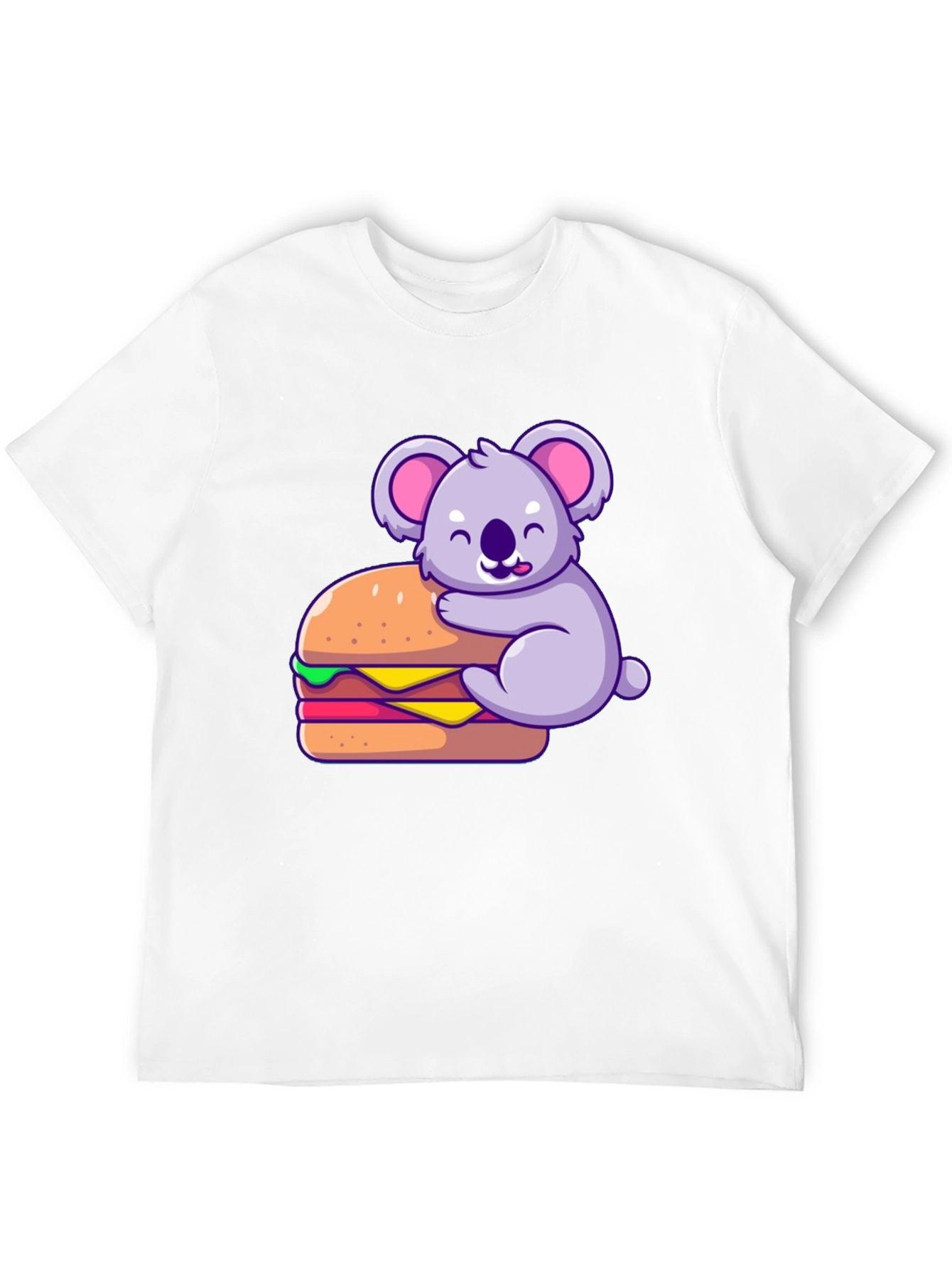 Koala Hugging Burger Graphic T-Shirt - Black