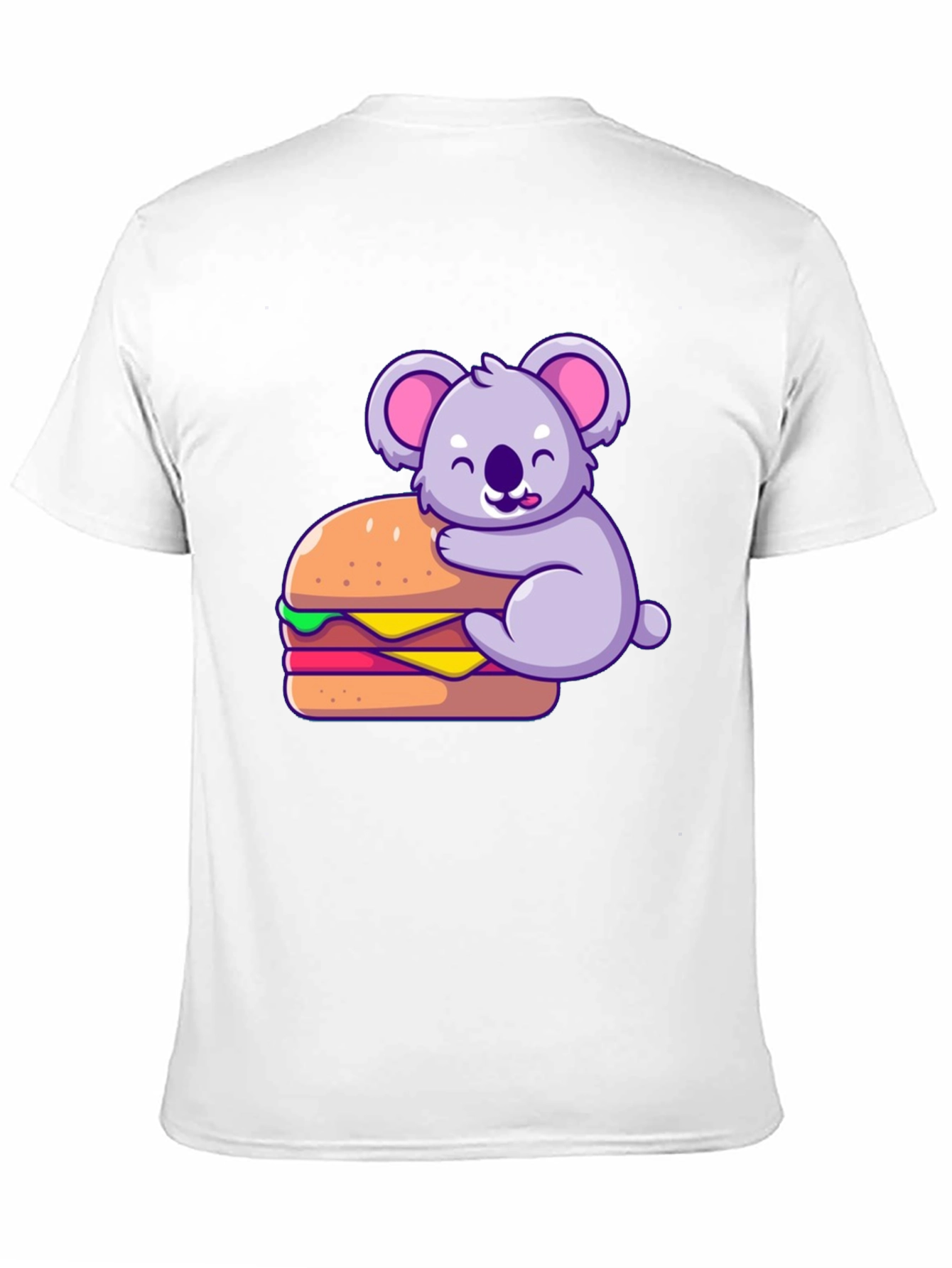 Koala Hugging Burger Graphic T-Shirt - Black