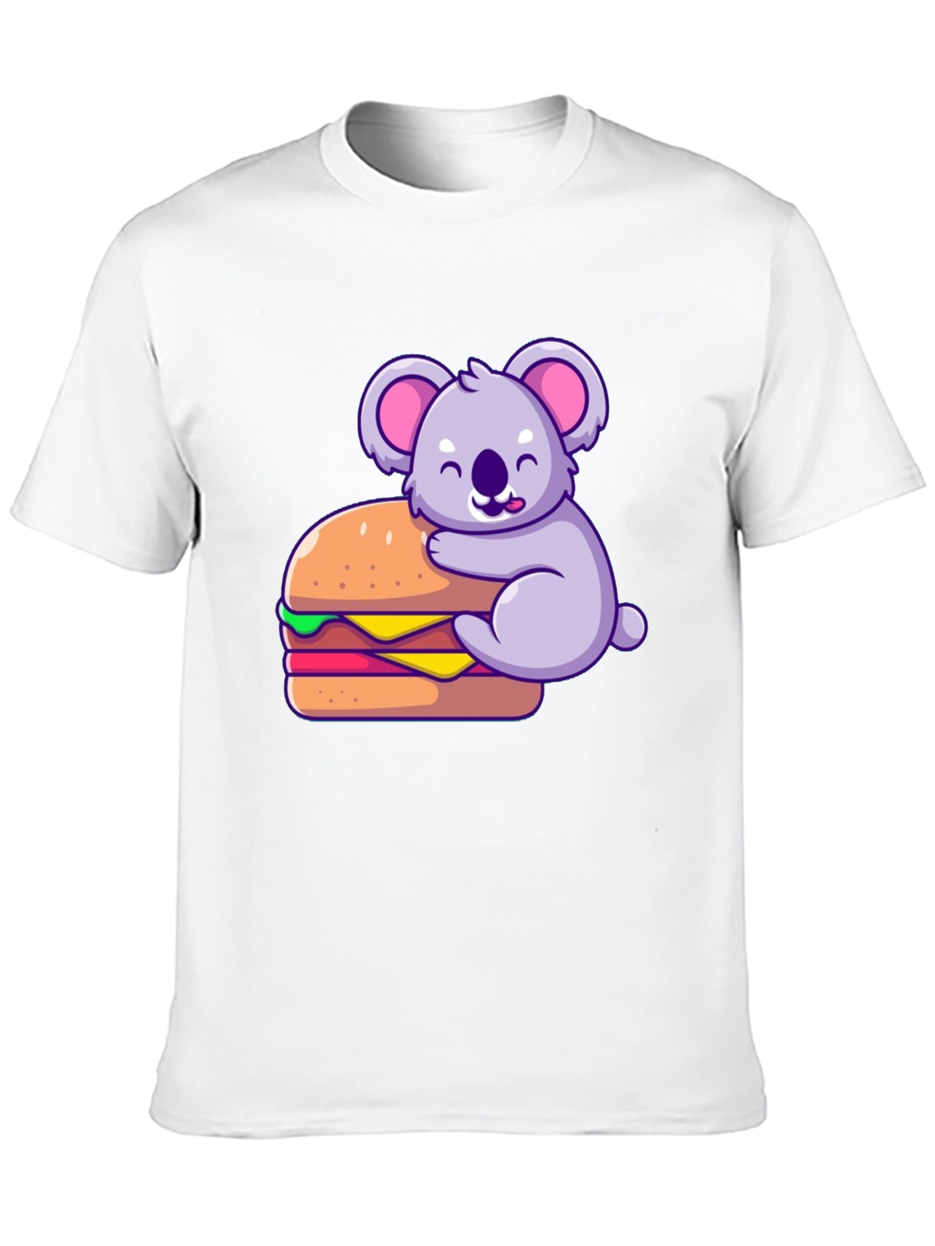 Koala Hugging Burger Graphic T-Shirt - Black