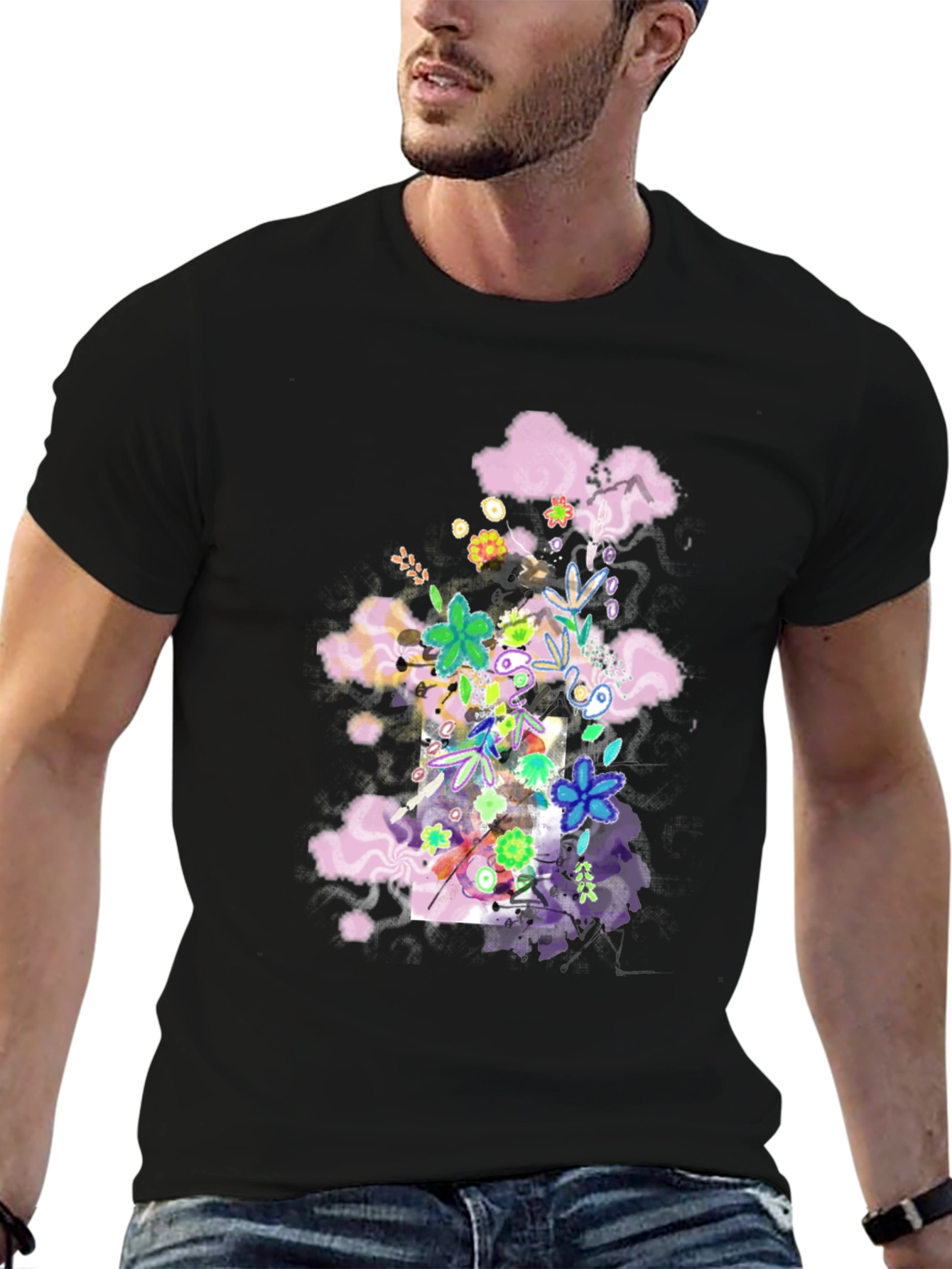 Floral Cloud T-Shirt - Black
