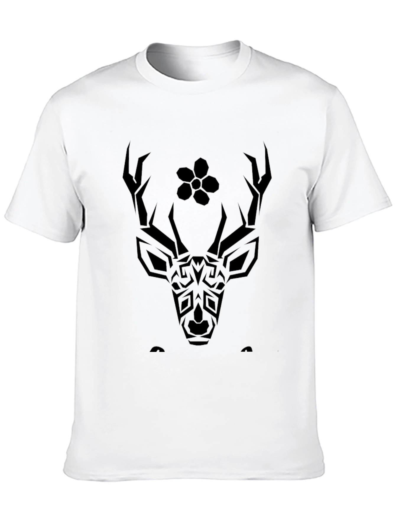 Tribal Deer Graphic Black T-Shirt