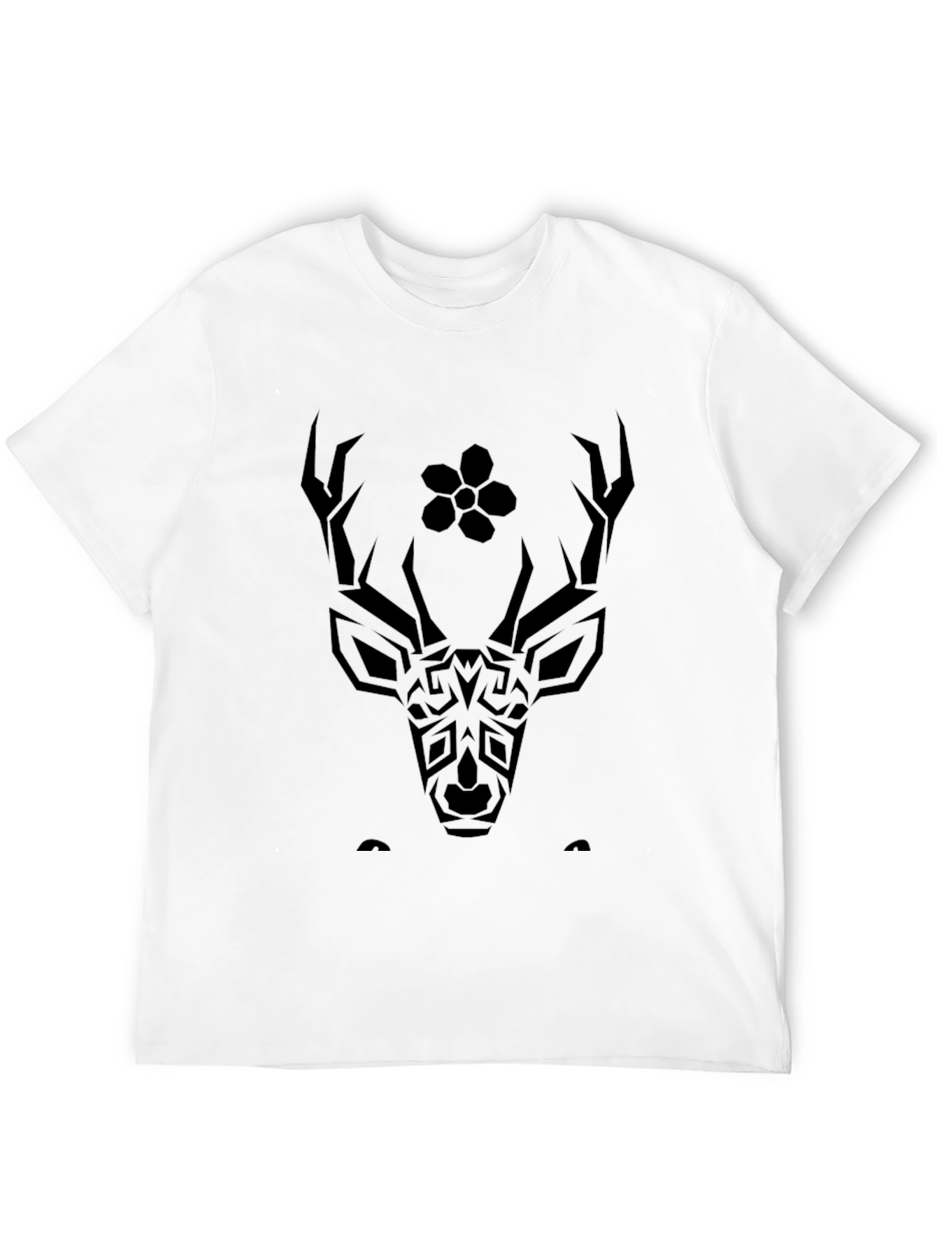 Tribal Deer Graphic Black T-Shirt