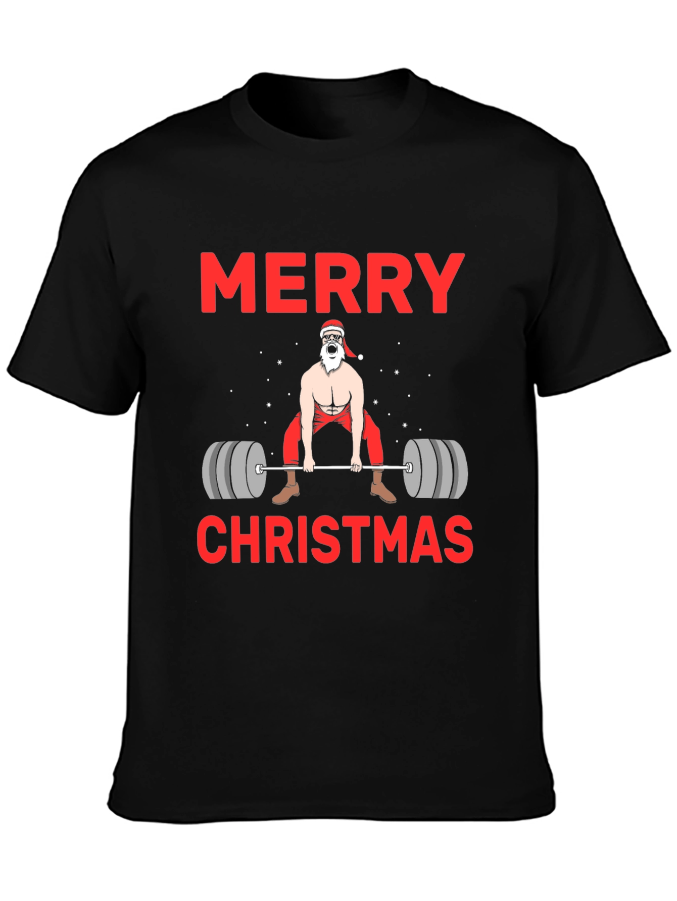 Funny Christmas Gym Santa Lifting T-Shirt