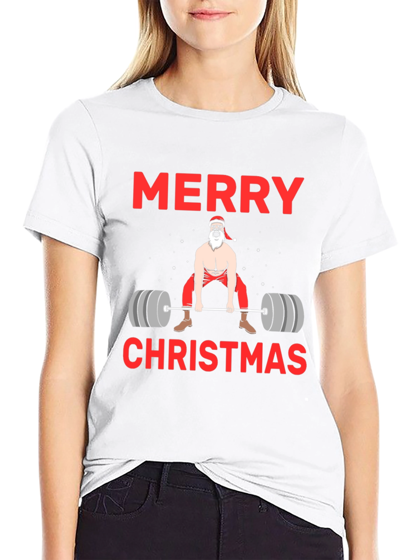 Funny Christmas Gym Santa Lifting T-Shirt