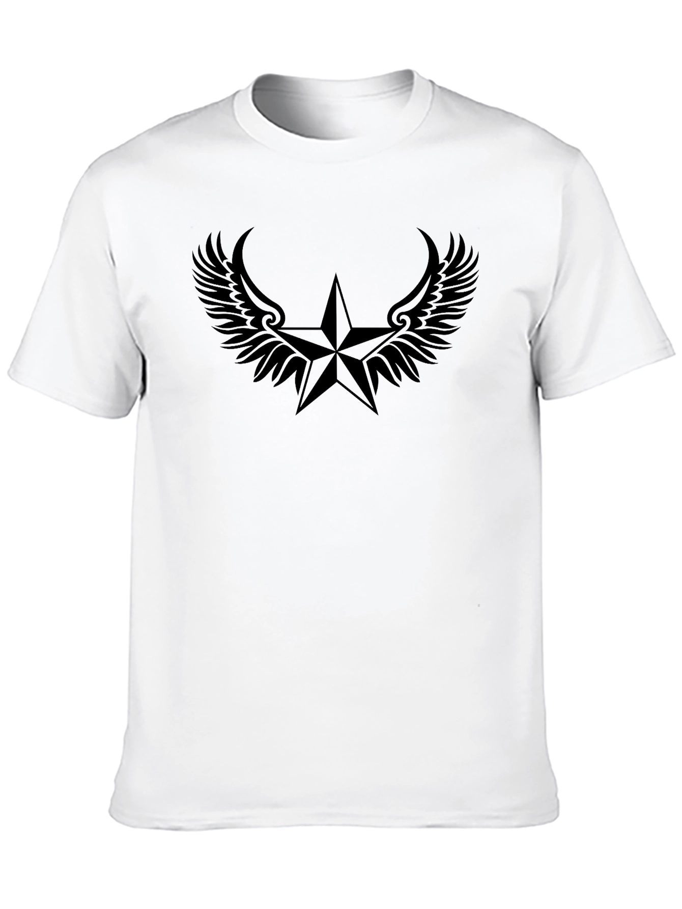 Black Star Winged Graphic Tee - Cool Casual Style