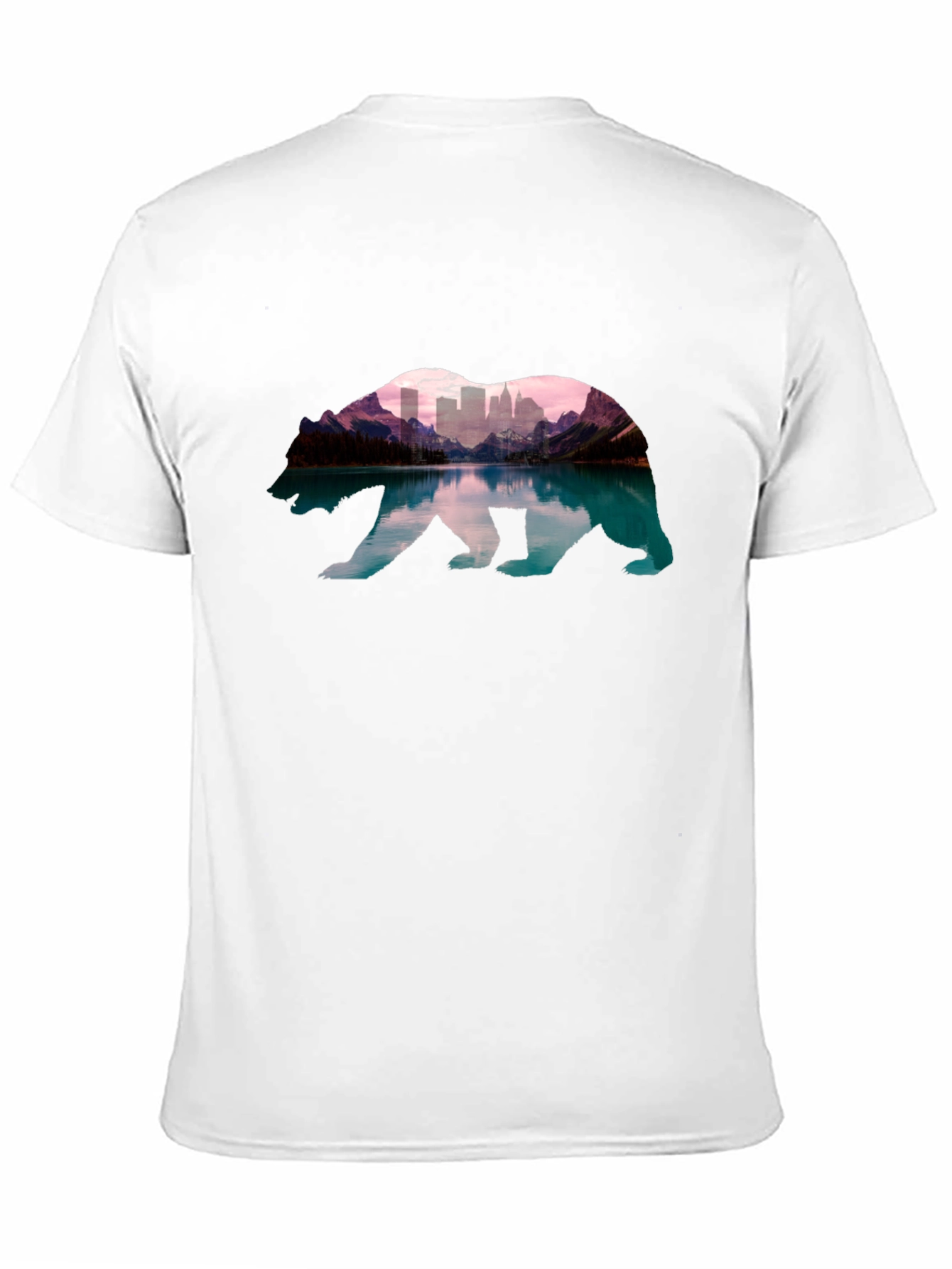 Bear Silhouette Mountain Cityscape T-Shirt