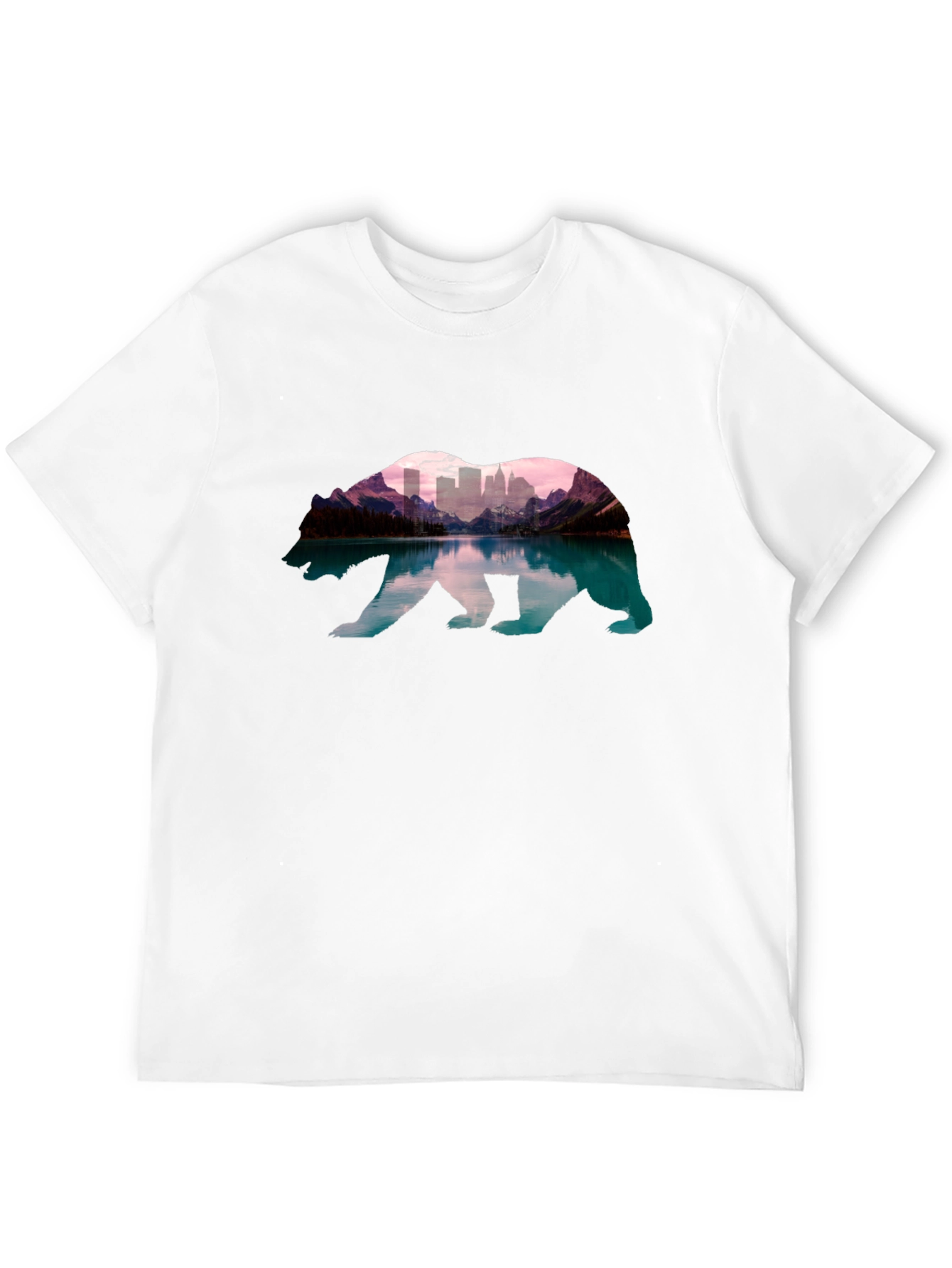 Bear Silhouette Mountain Cityscape T-Shirt