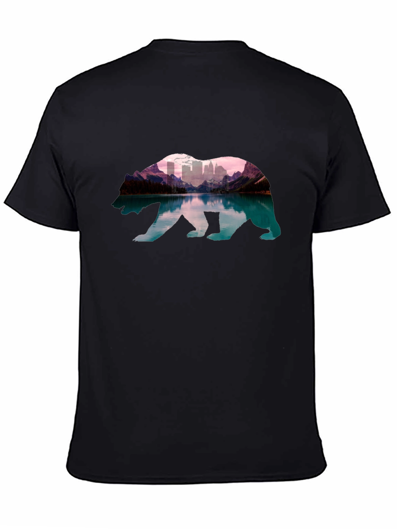 Bear Silhouette Mountain Cityscape T-Shirt