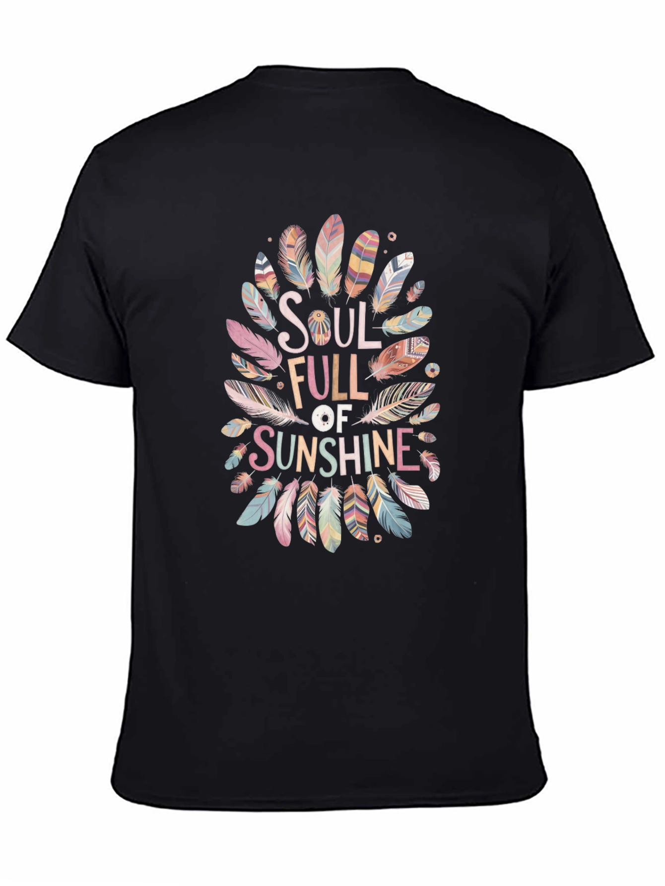 Soul Full of Sunshine Feather Graphic Black T-Shirt