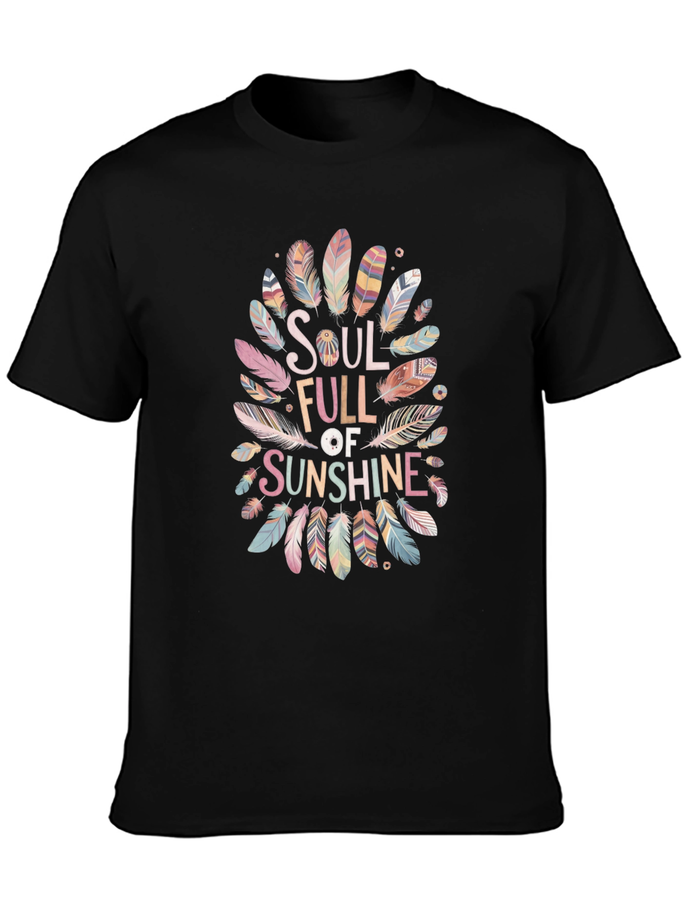 Soul Full of Sunshine Feather Graphic Black T-Shirt