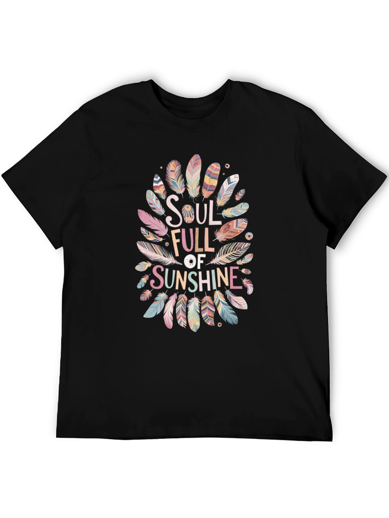 Soul Full of Sunshine Feather Graphic Black T-Shirt