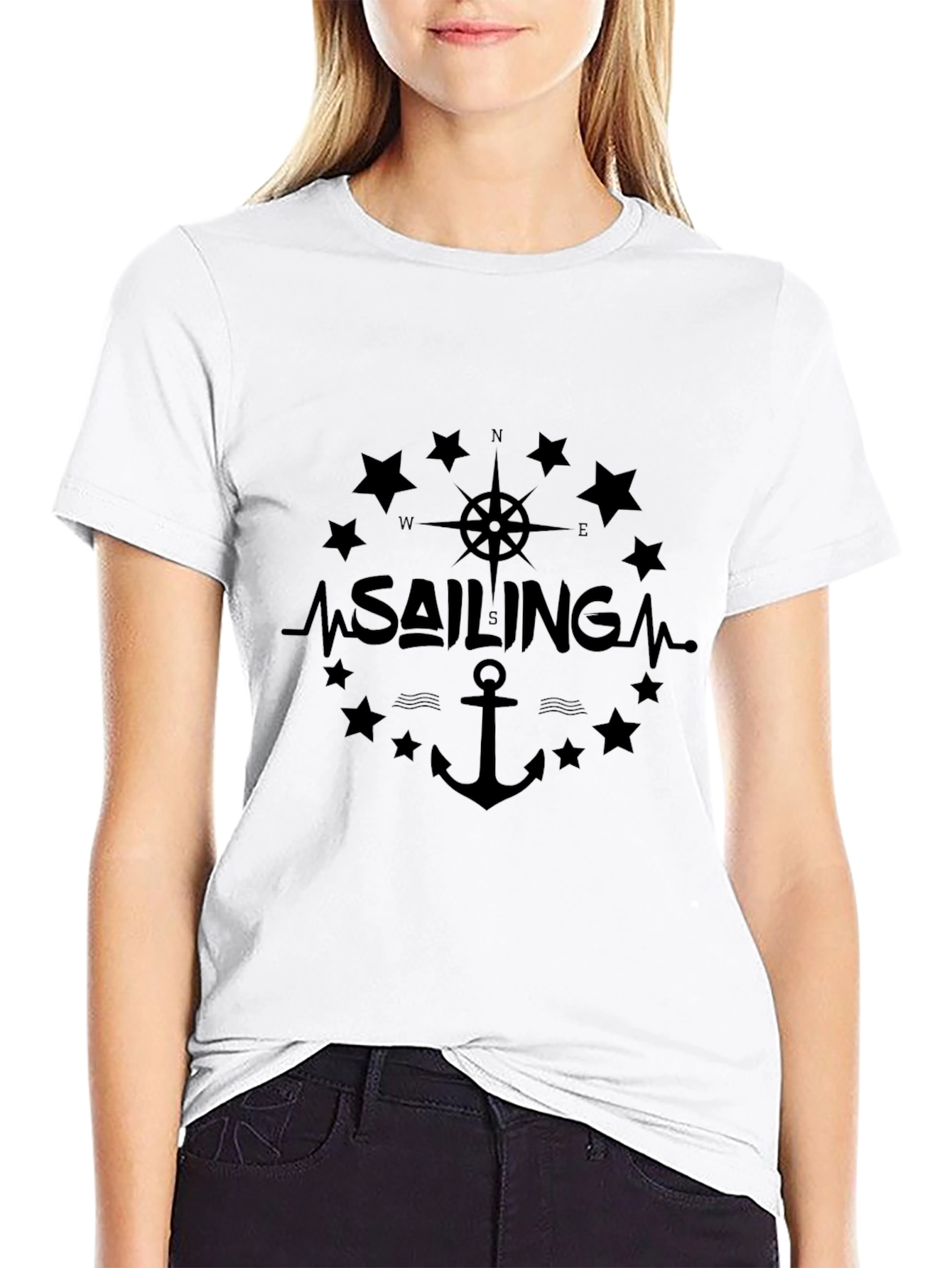 Sailing Design Black T-Shirt