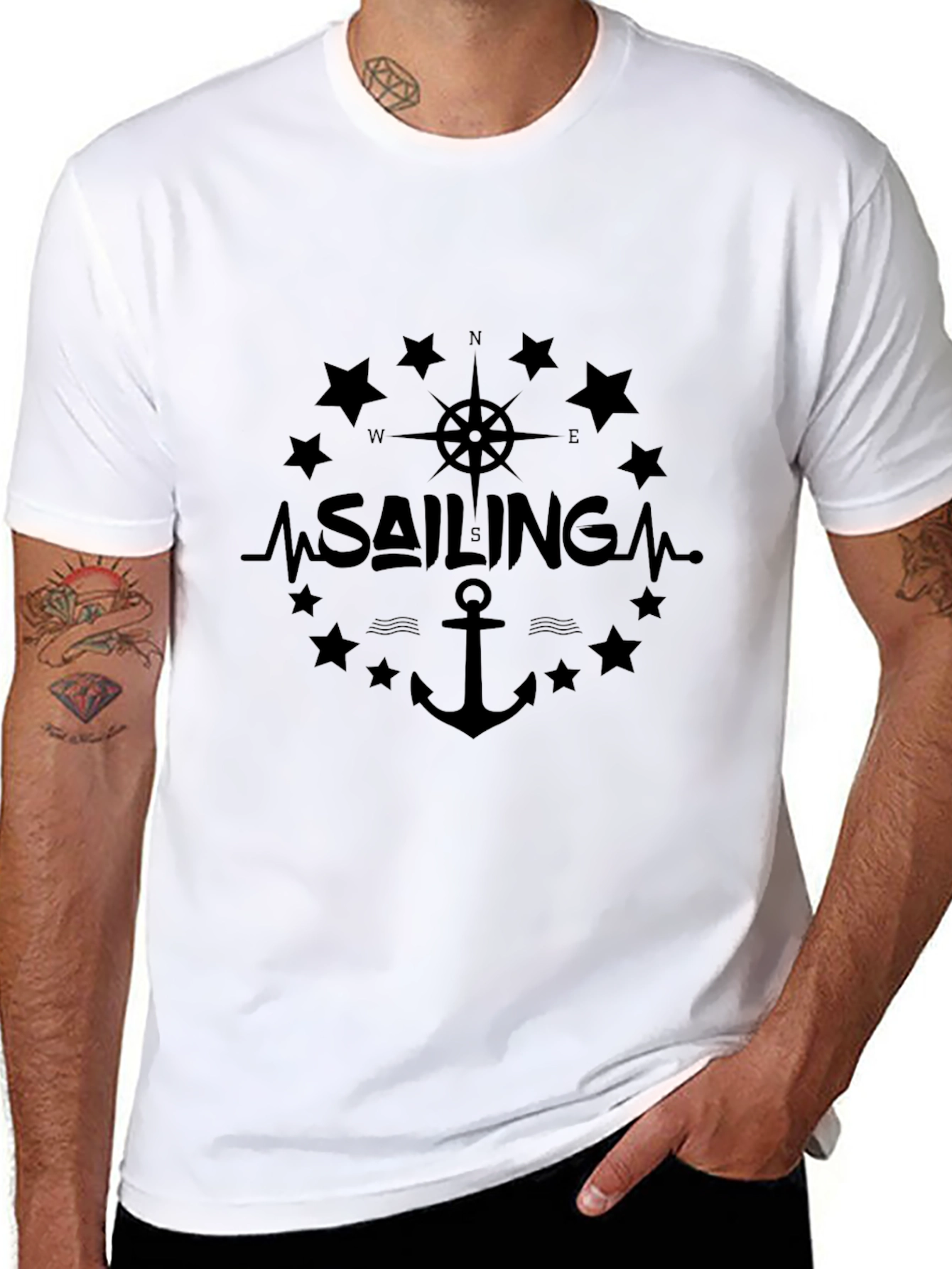 Sailing Design Black T-Shirt