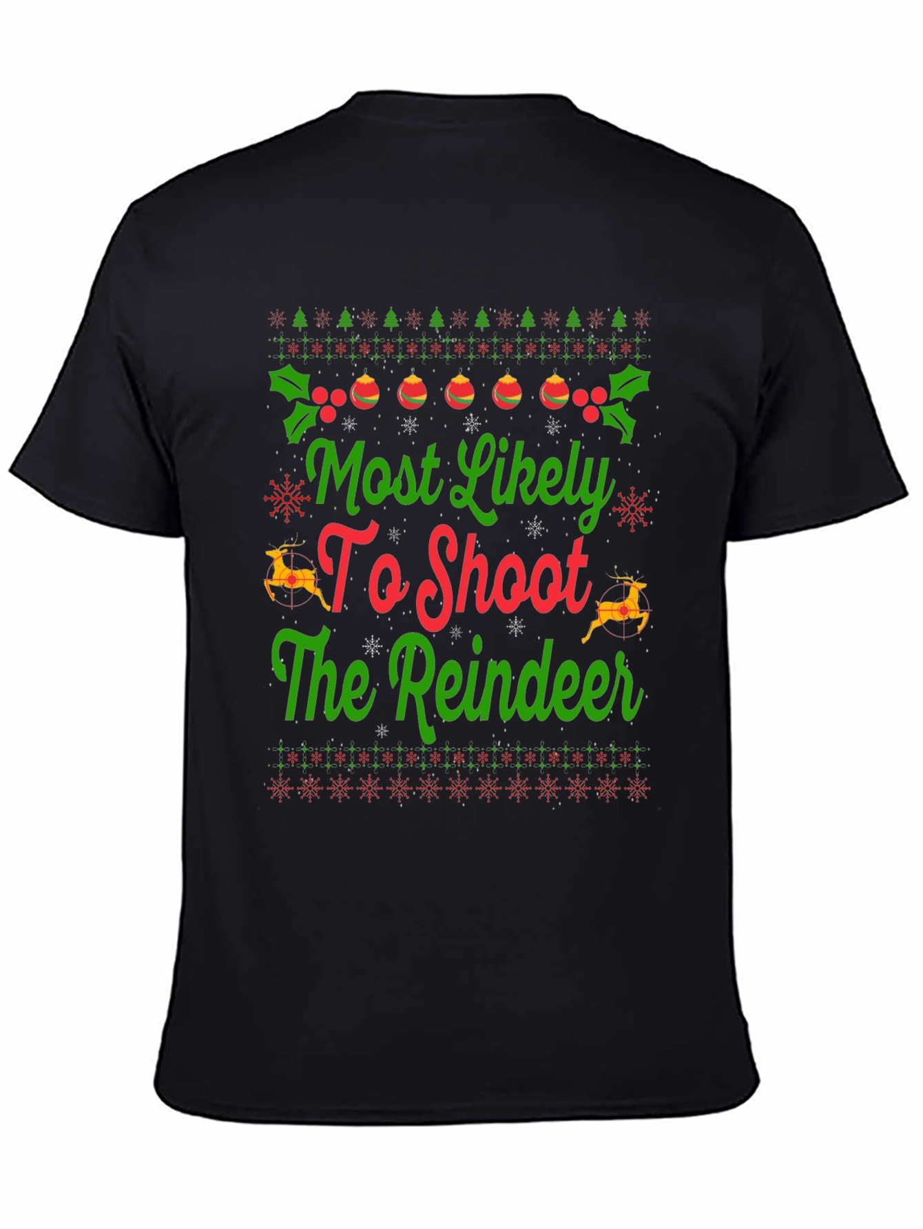 Funny Christmas Reindeer Shooting T-Shirt