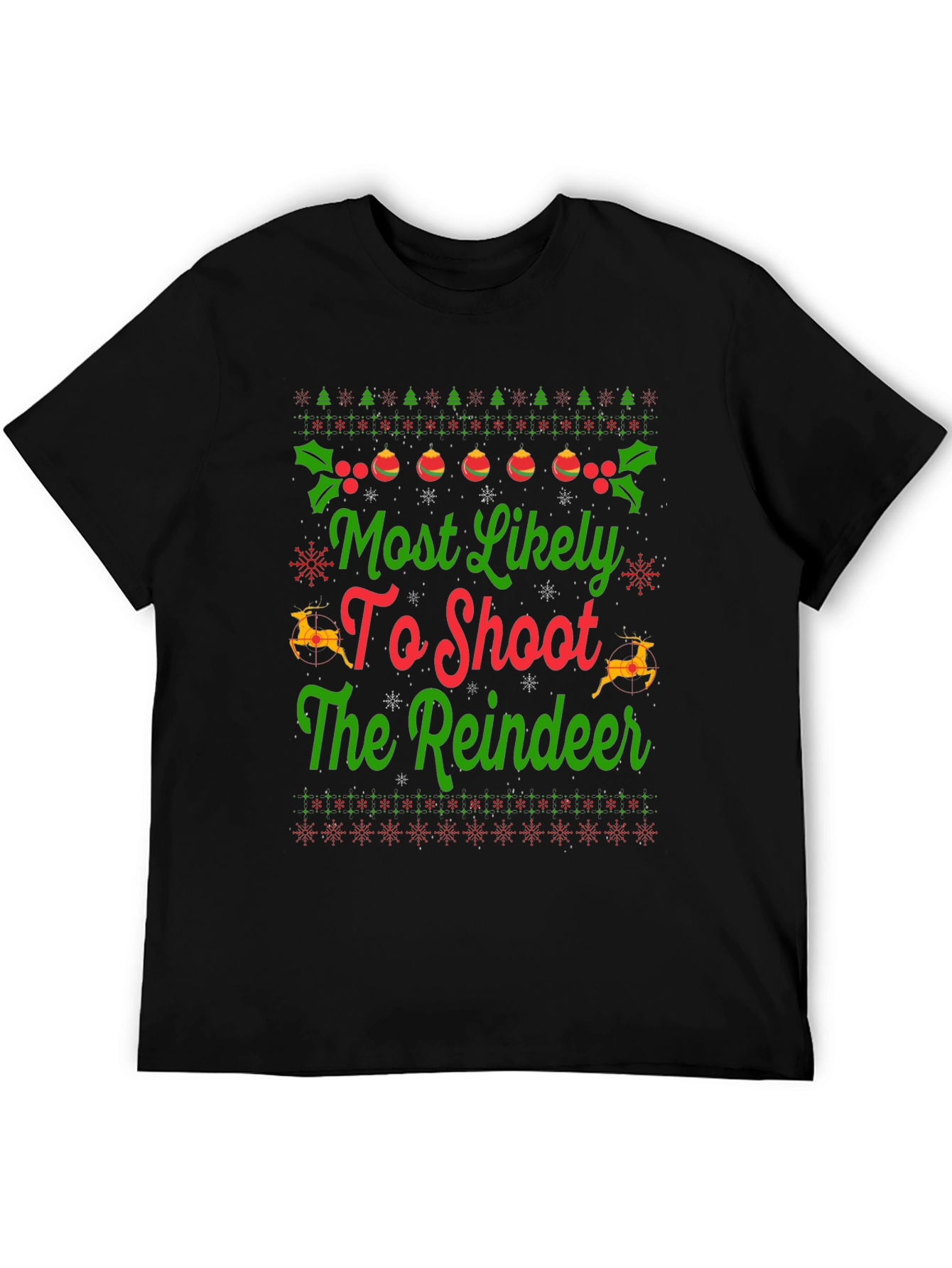 Funny Christmas Reindeer Shooting T-Shirt