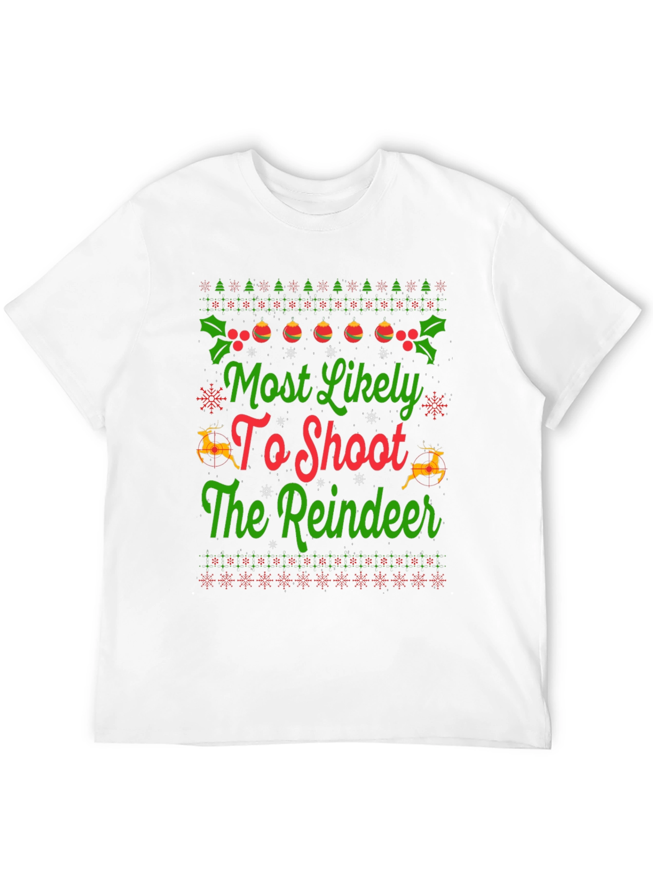Funny Christmas Reindeer Shooting T-Shirt