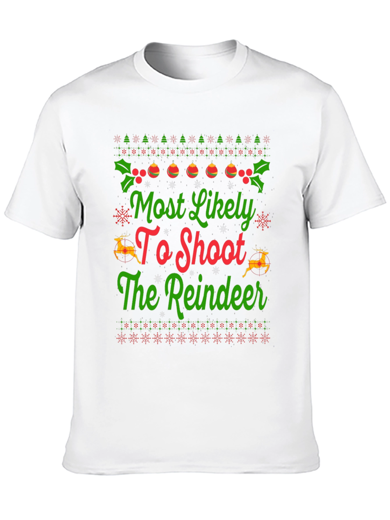 Funny Christmas Reindeer Shooting T-Shirt