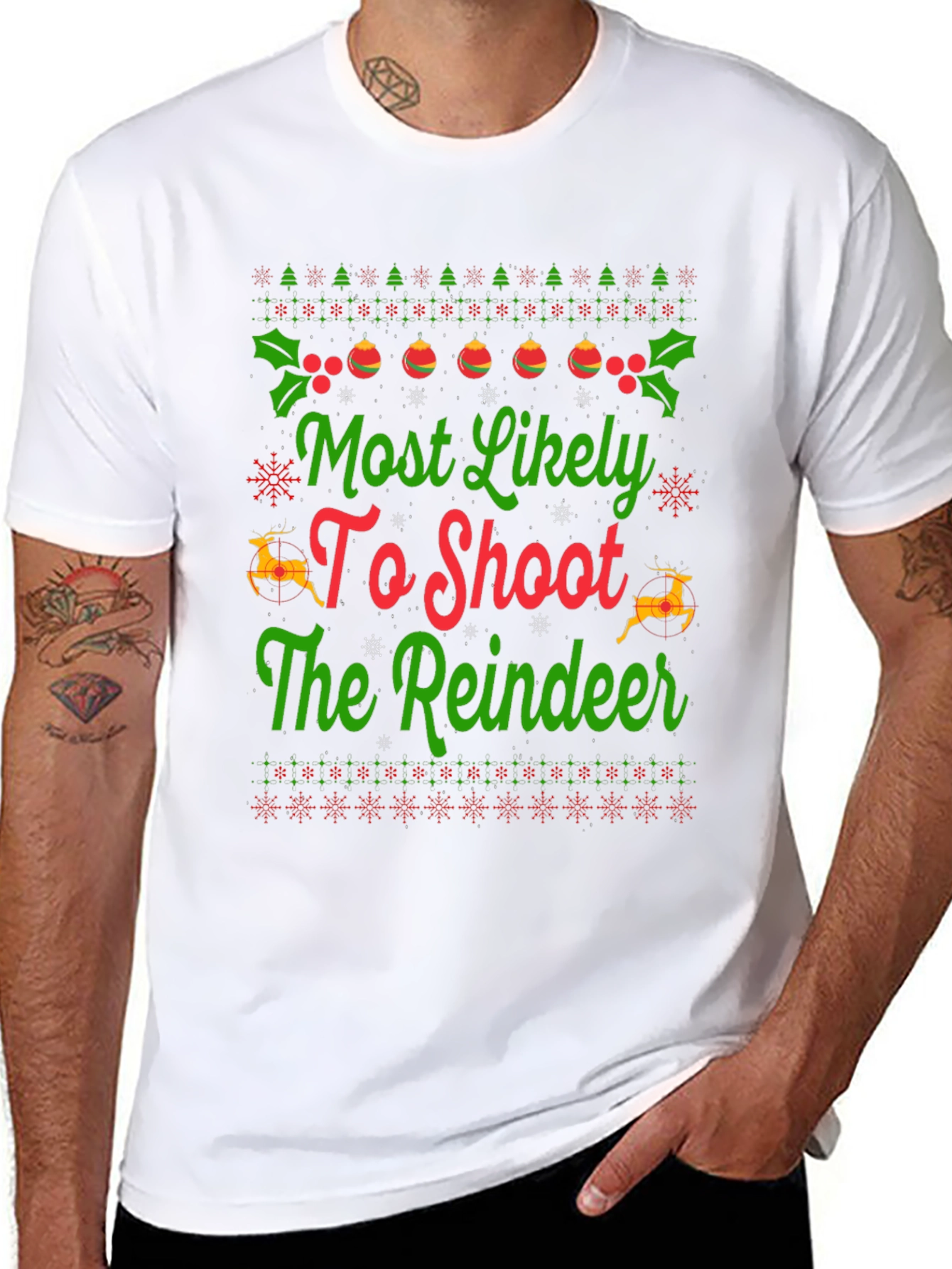 Funny Christmas Reindeer Shooting T-Shirt