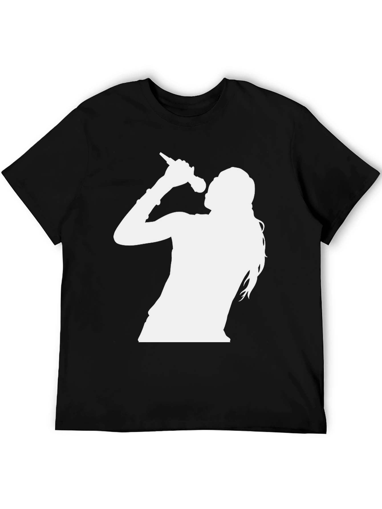 Black T-Shirt with White Singer Graphic