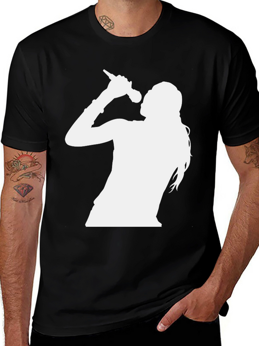 Black T-Shirt with White Singer Graphic