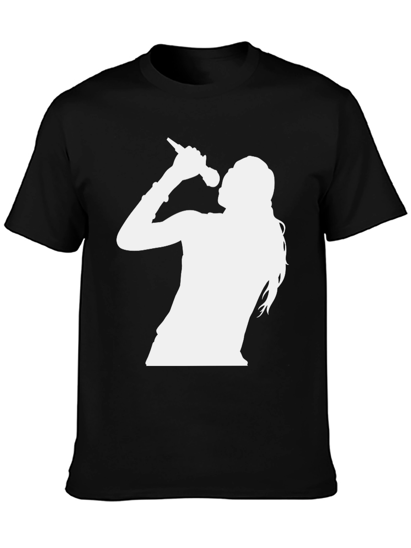 Black T-Shirt with White Singer Graphic