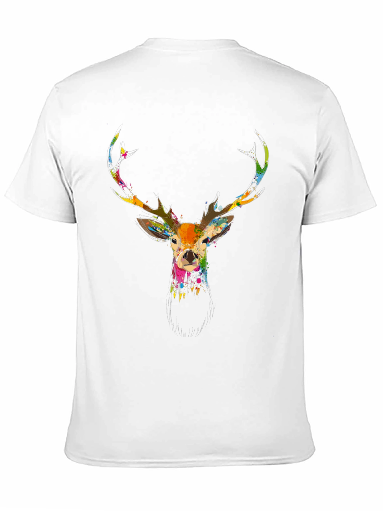 Stylish Mens Black Deer Print T-Shirt