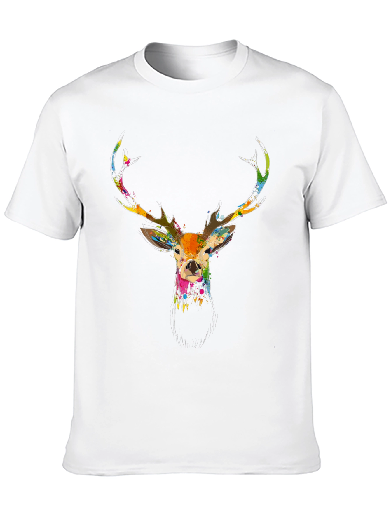 Stylish Mens Black Deer Print T-Shirt
