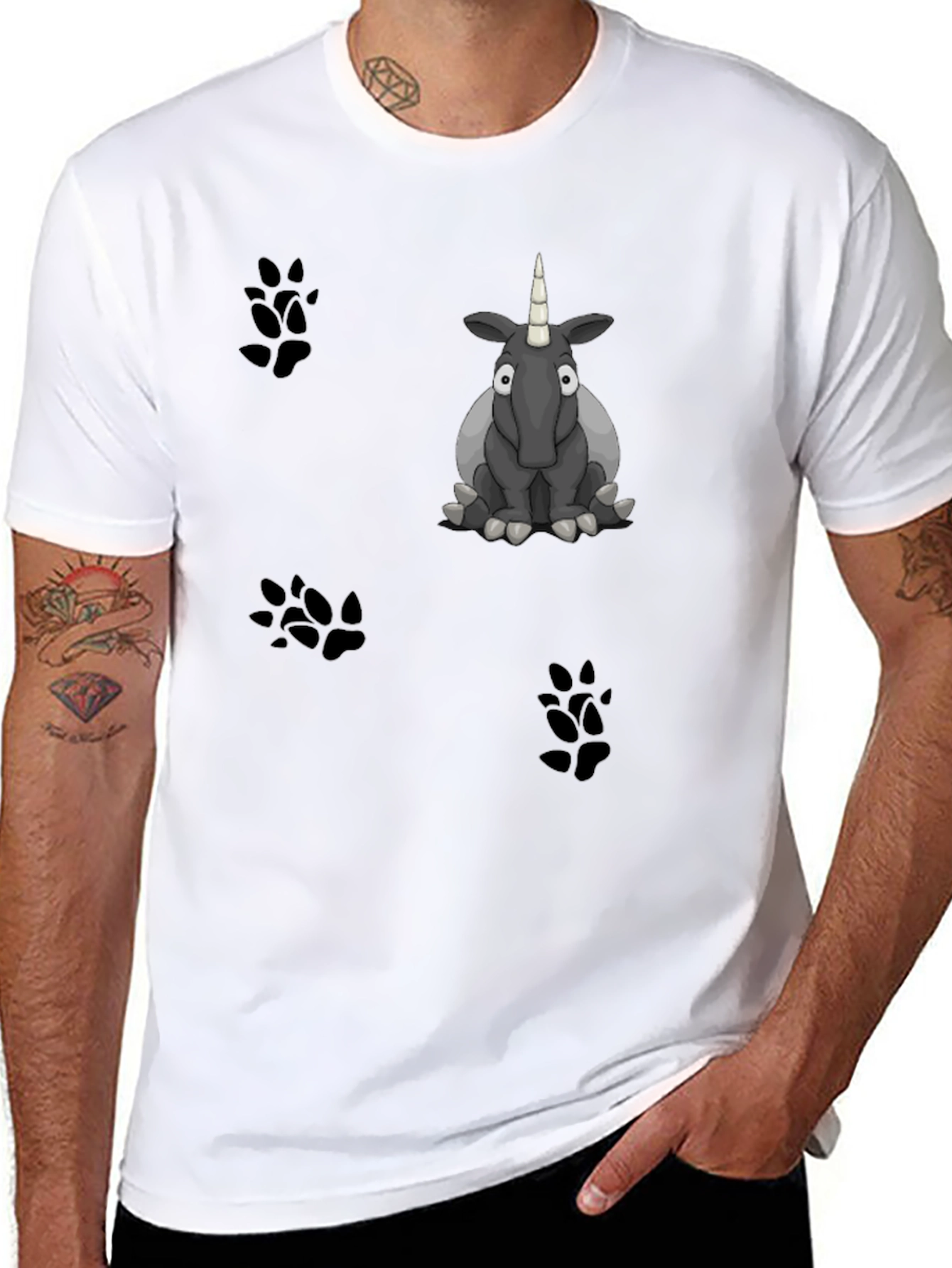 Cartoon Unicorn Graphic Print Black T-Shirt