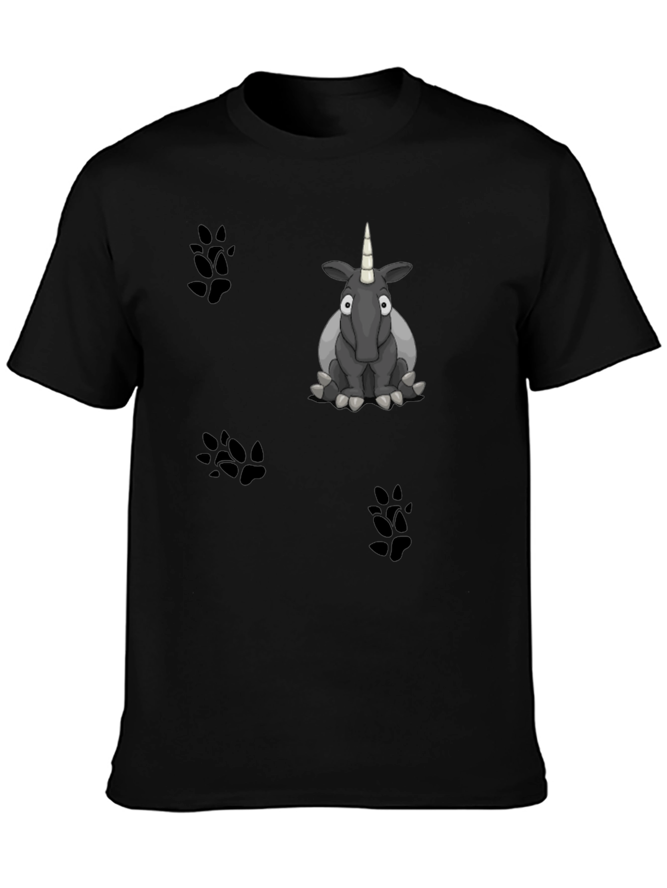 Cartoon Unicorn Graphic Print Black T-Shirt