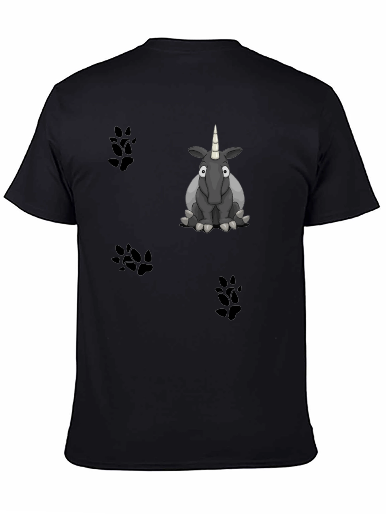 Cartoon Unicorn Graphic Print Black T-Shirt