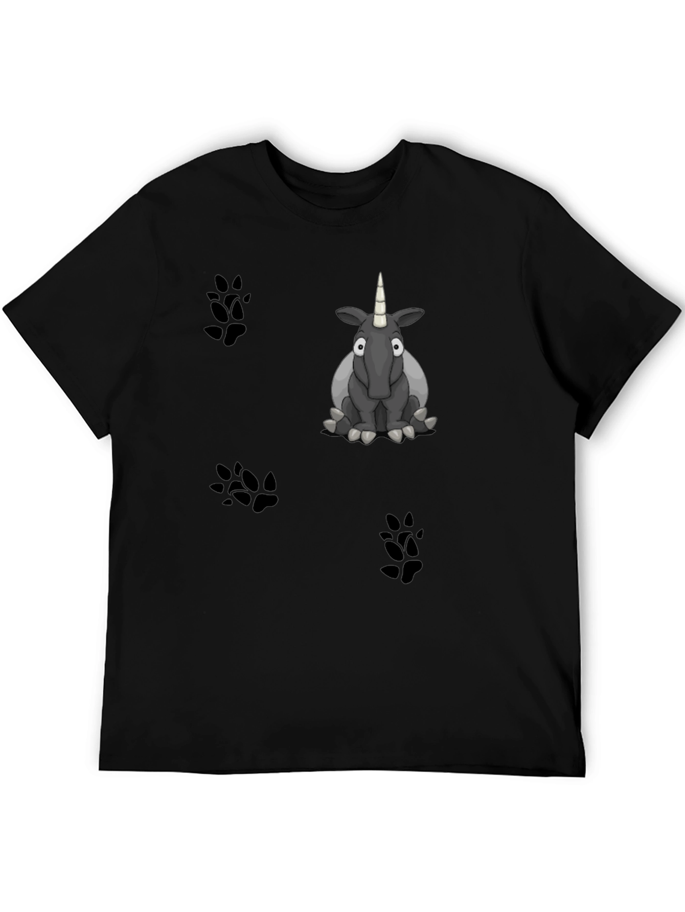 Cartoon Unicorn Graphic Print Black T-Shirt