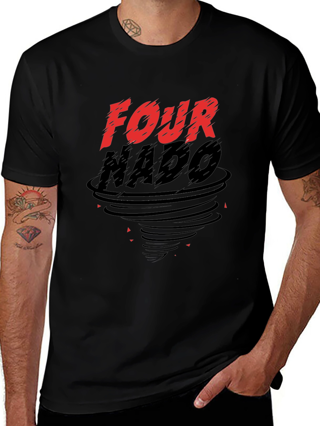 Fournado Graphic Print Black T-Shirt
