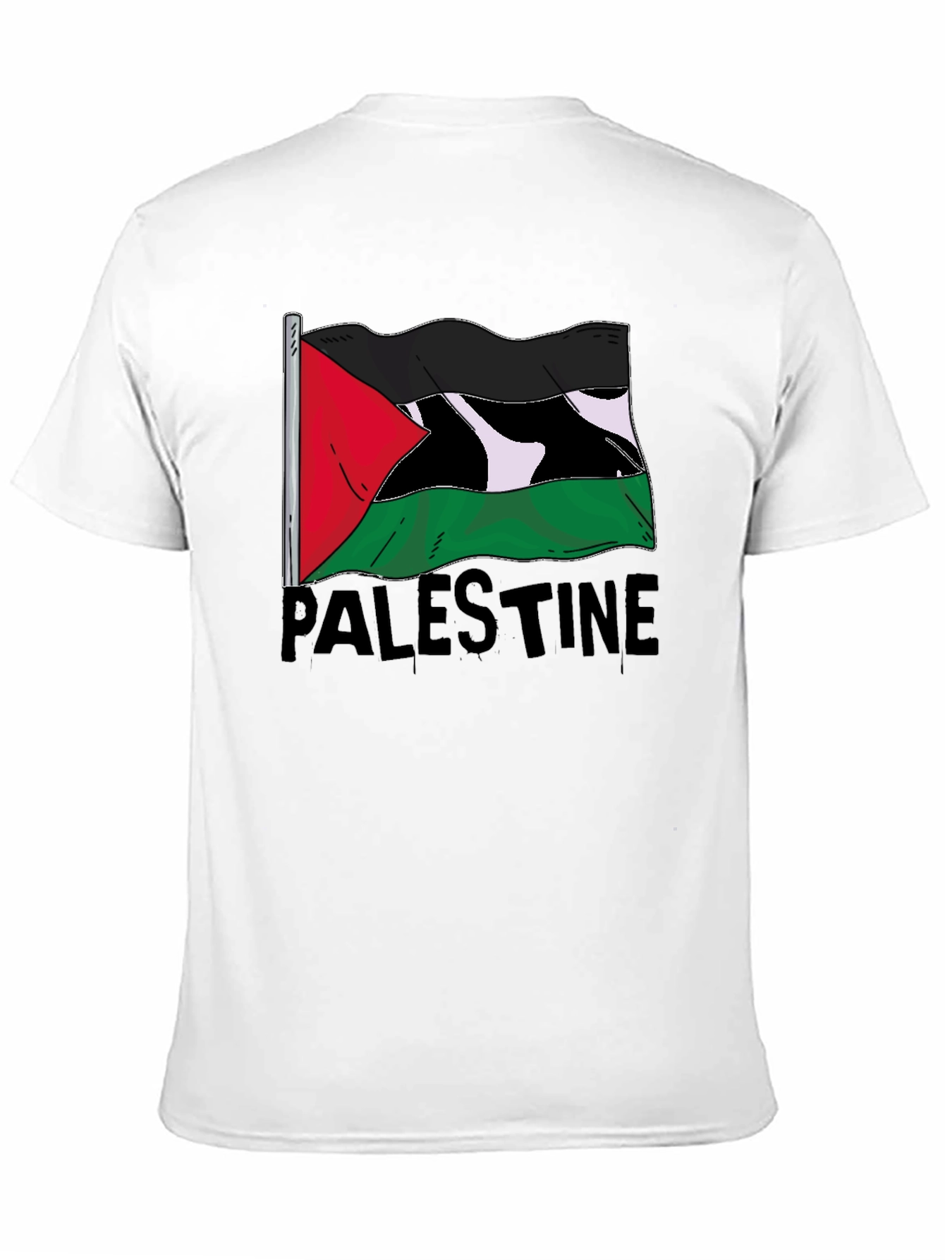 Palestine Flag Graphic Tee - Black Cotton T-Shirt