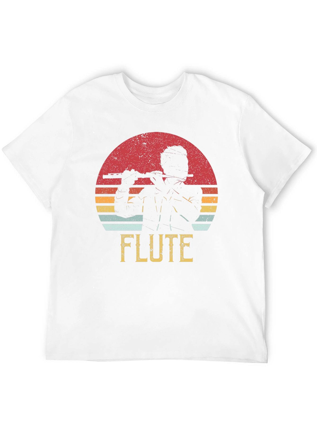 Flute Player Graphic Tee - Retro Sunset Design