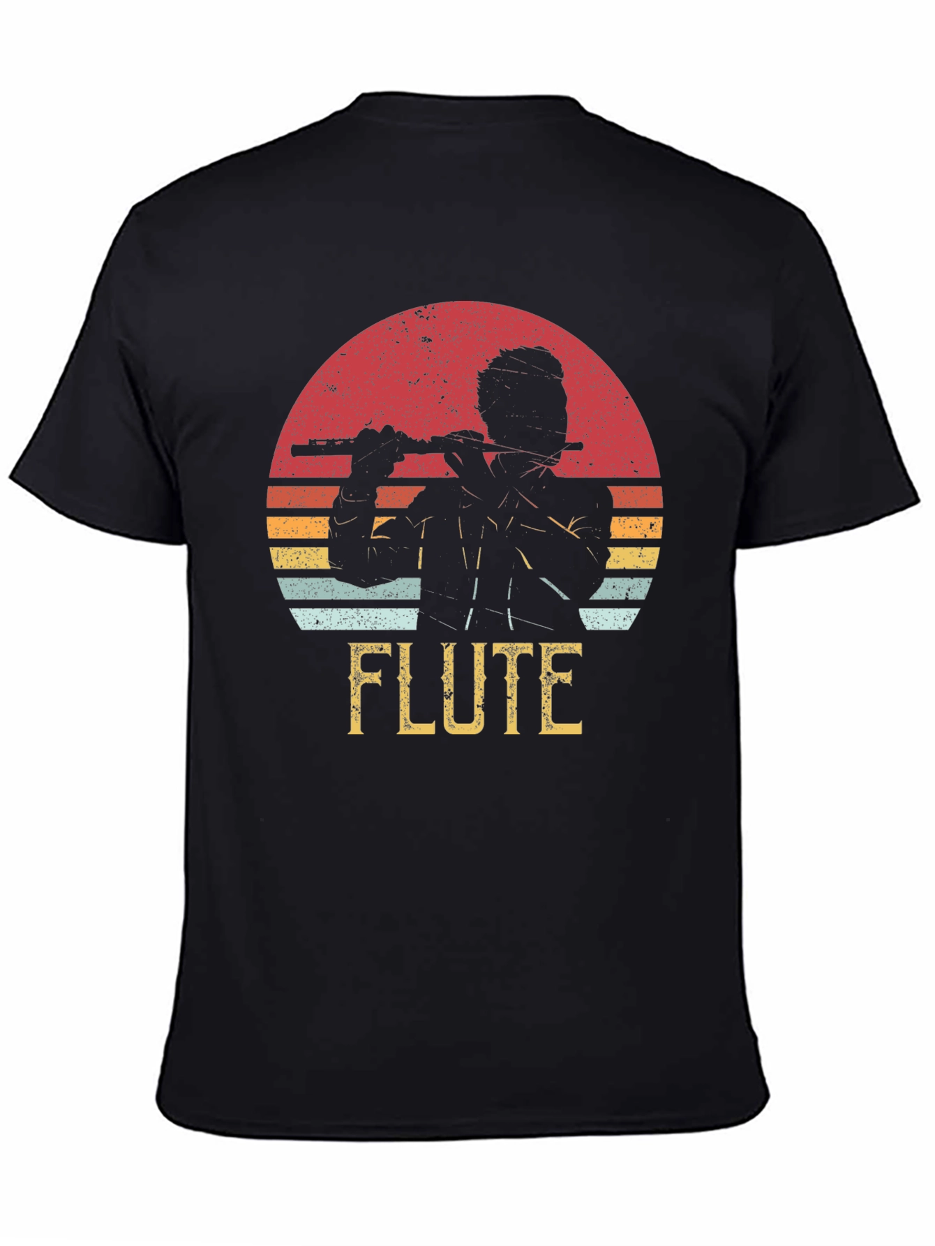 Flute Player Graphic Tee - Retro Sunset Design