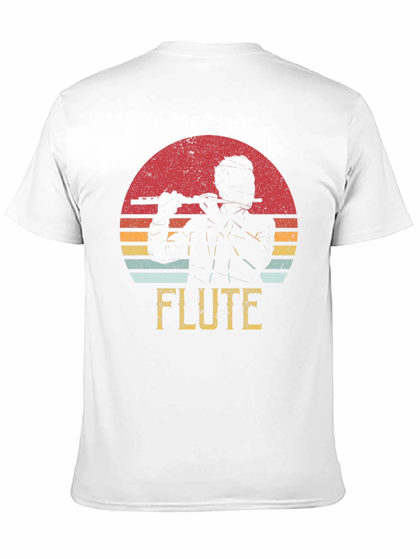 Flute Player Graphic Tee - Retro Sunset Design