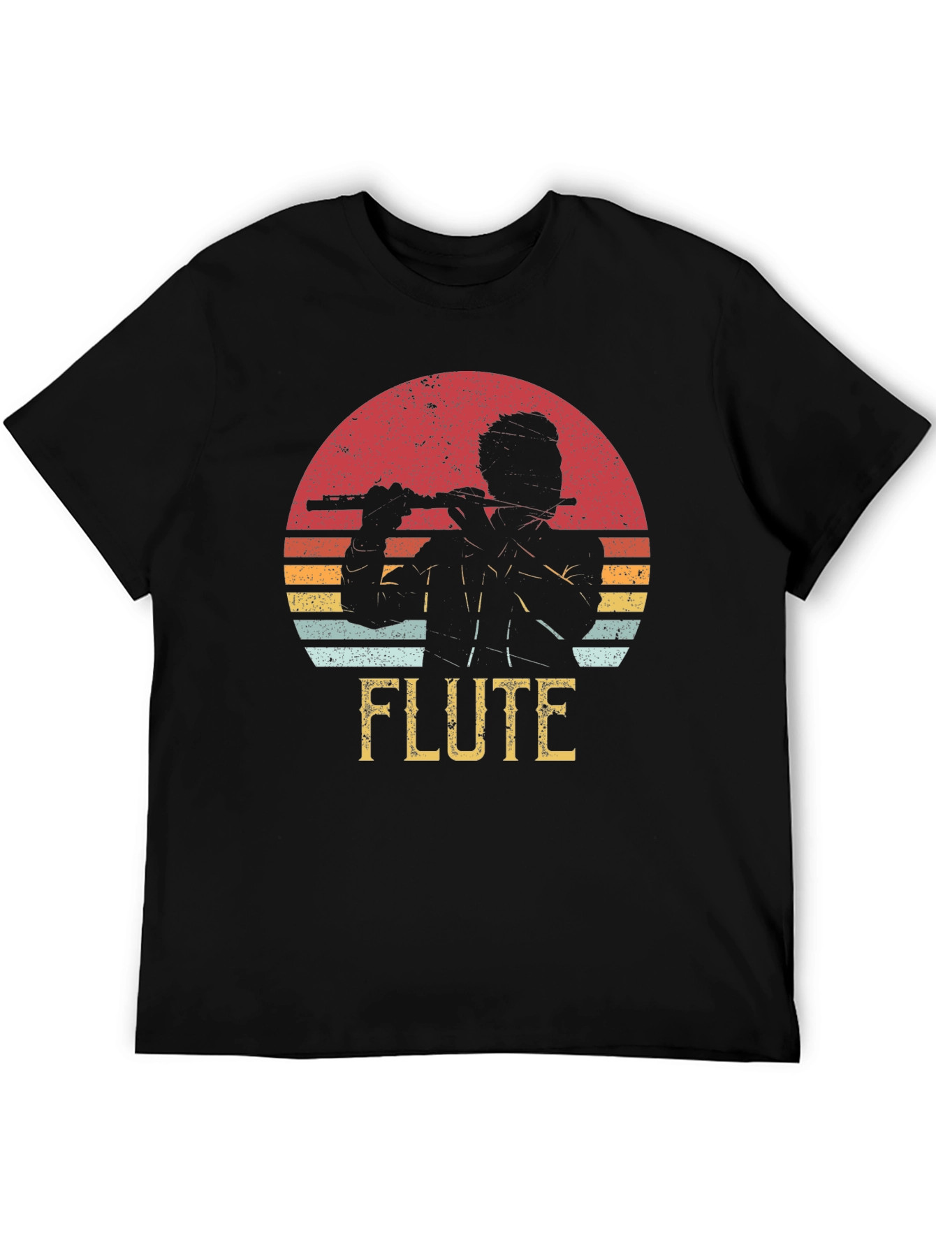 Flute Player Graphic Tee - Retro Sunset Design