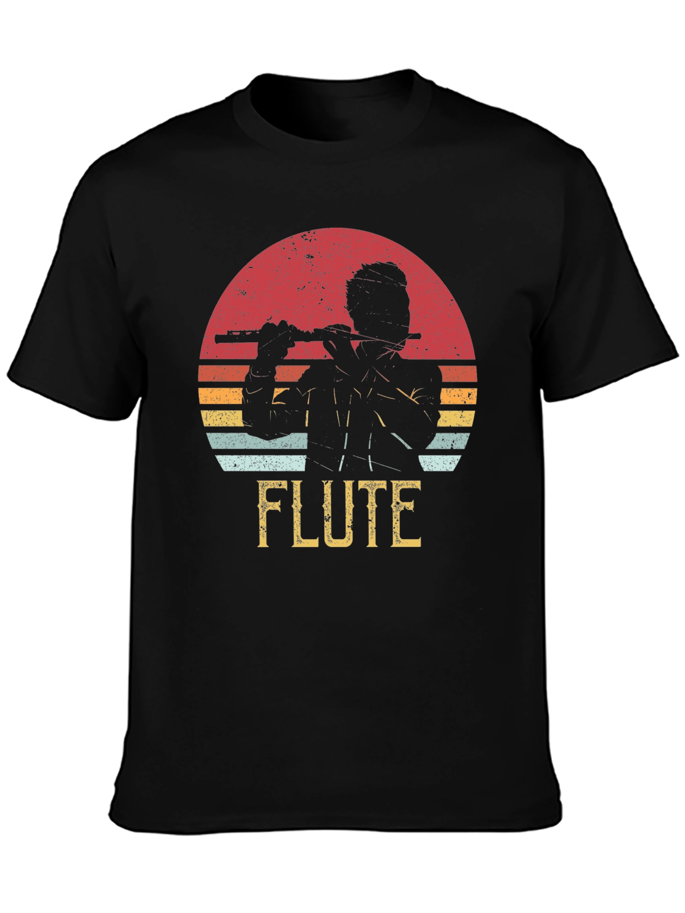 Flute Player Graphic Tee - Retro Sunset Design